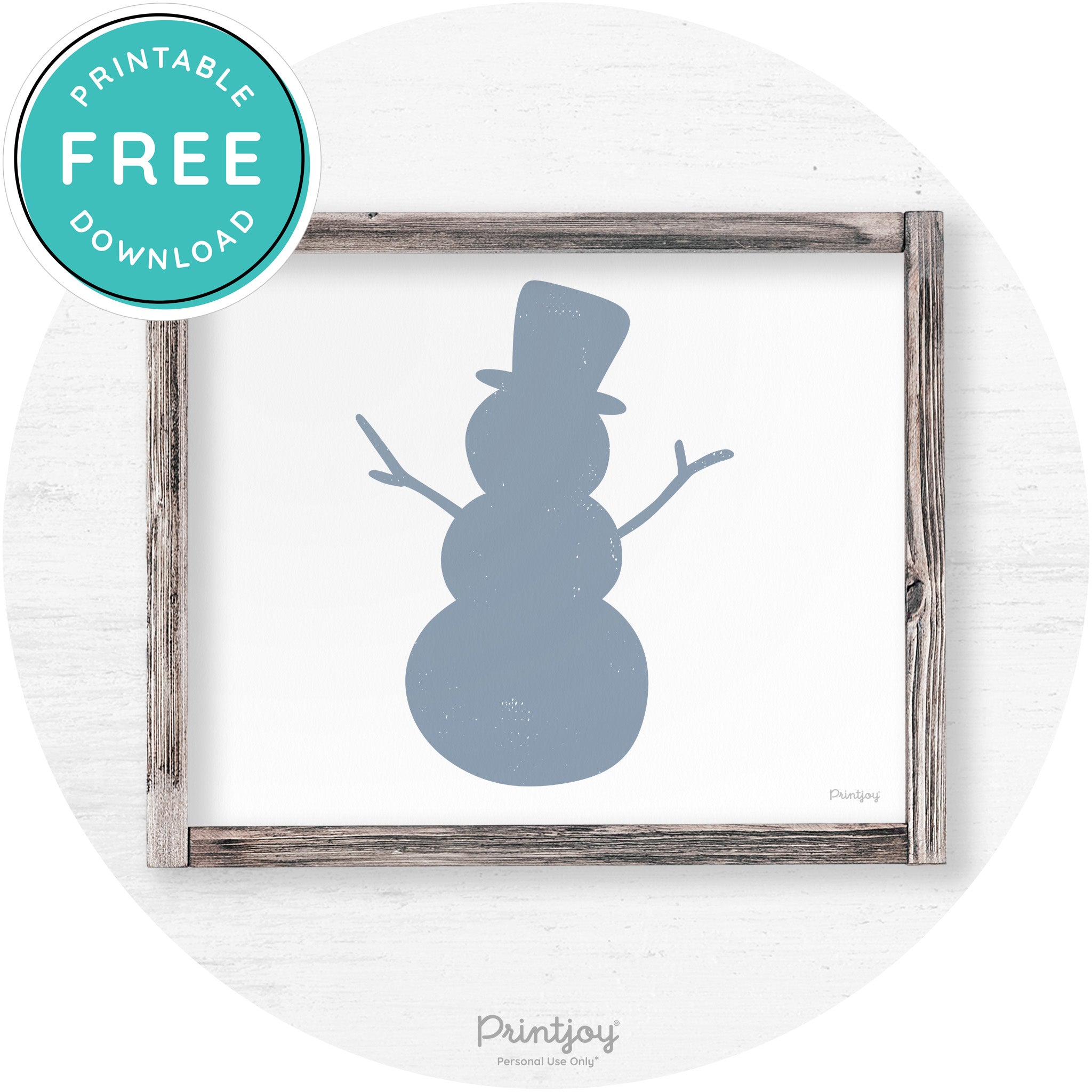 Snowman Silhouette Winter Farmhouse Wall Art Decor Free Printable - Printjoy