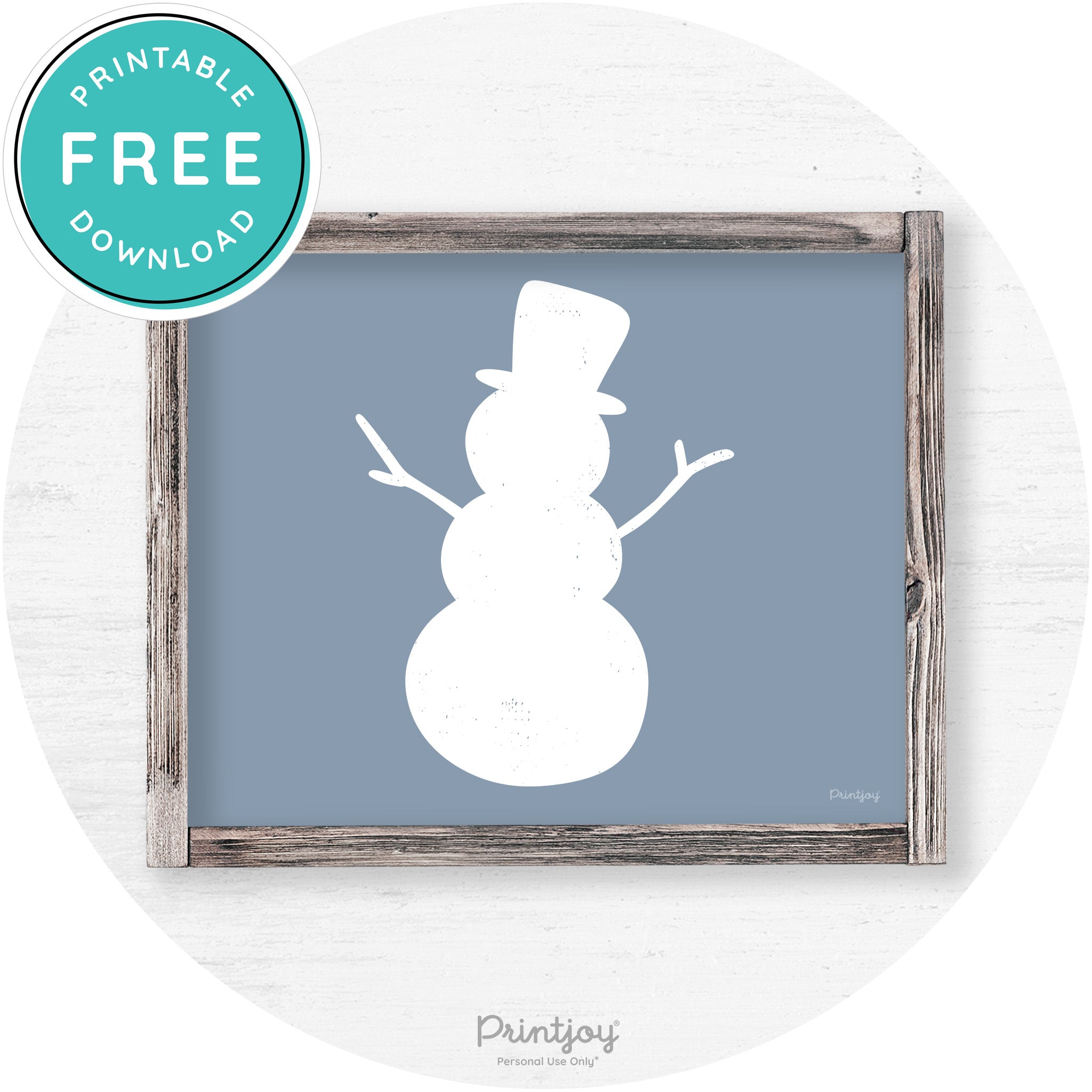Snowman Silhouette Winter Farmhouse Wall Art Decor Free Printable - Printjoy