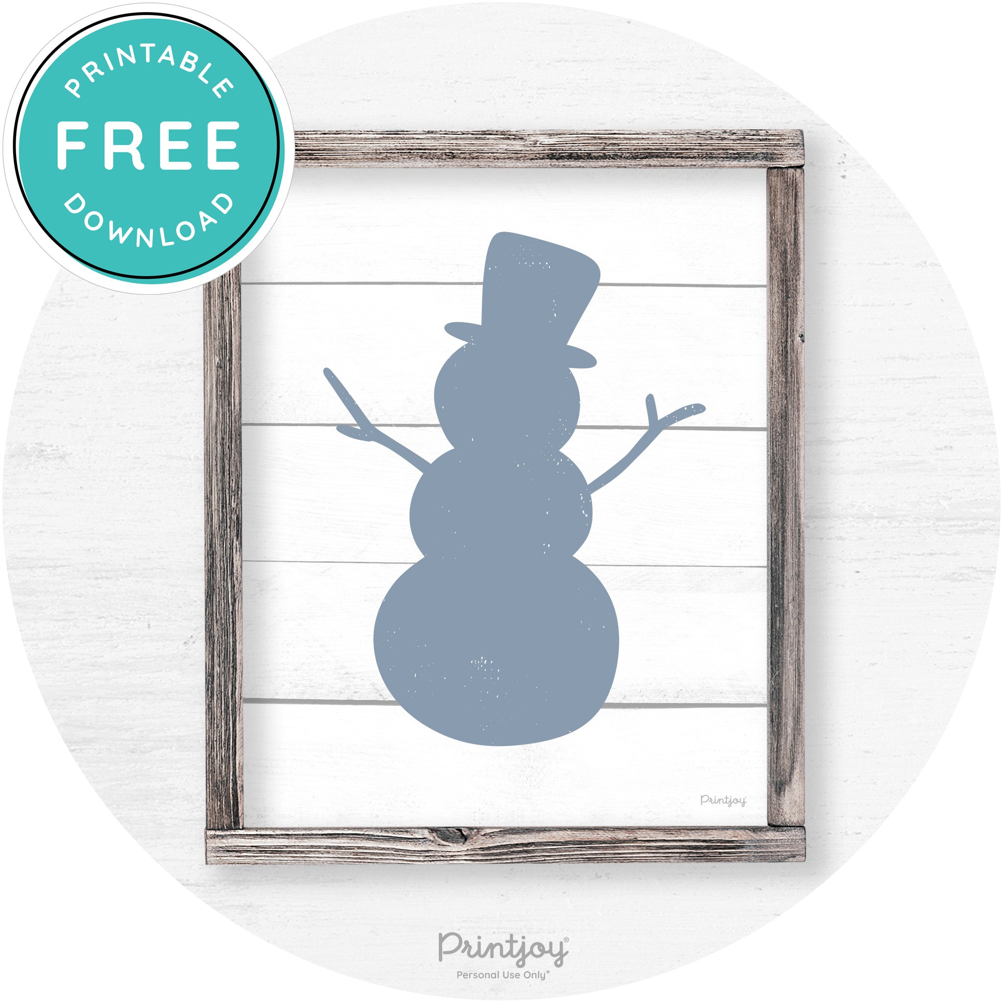 Snowman Silhouette Winter Farmhouse Wall Art Decor Free Printable - Printjoy
