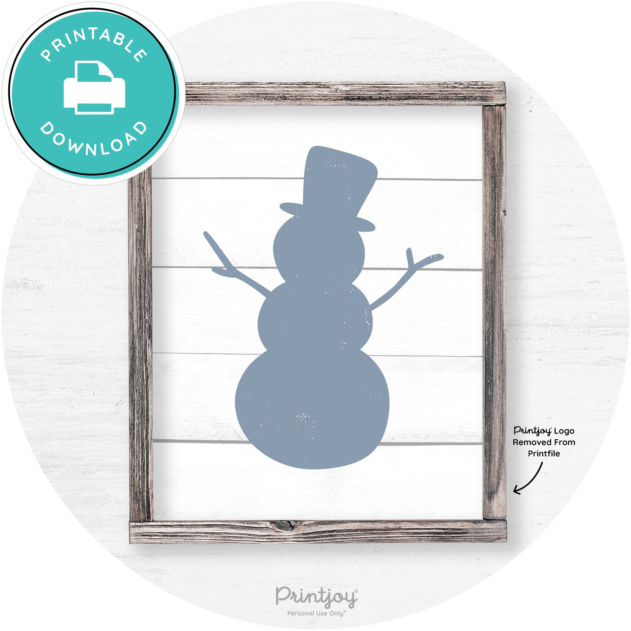Snowman Silhouette Winter Farmhouse Wall Art Decor Free Printable - Printjoy