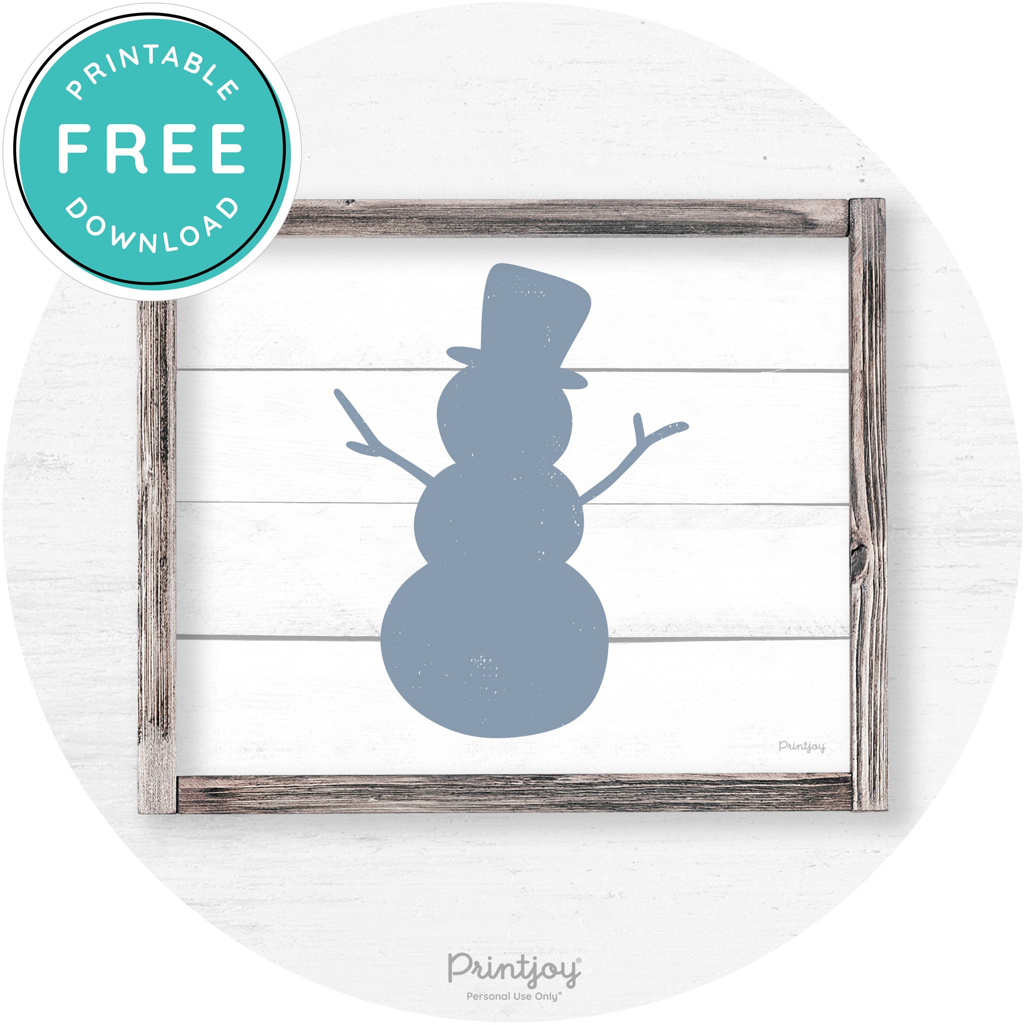 Snowman Silhouette Winter Farmhouse Wall Art Decor Free Printable - Printjoy