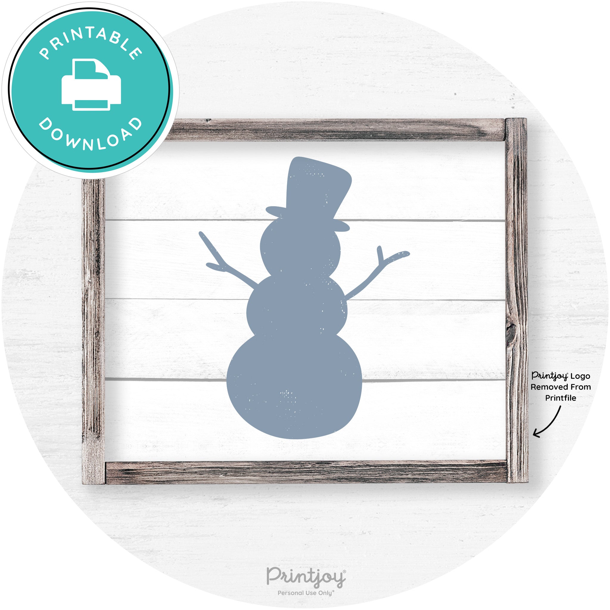 Snowman Silhouette Winter Farmhouse Wall Art Decor Free Printable - Printjoy