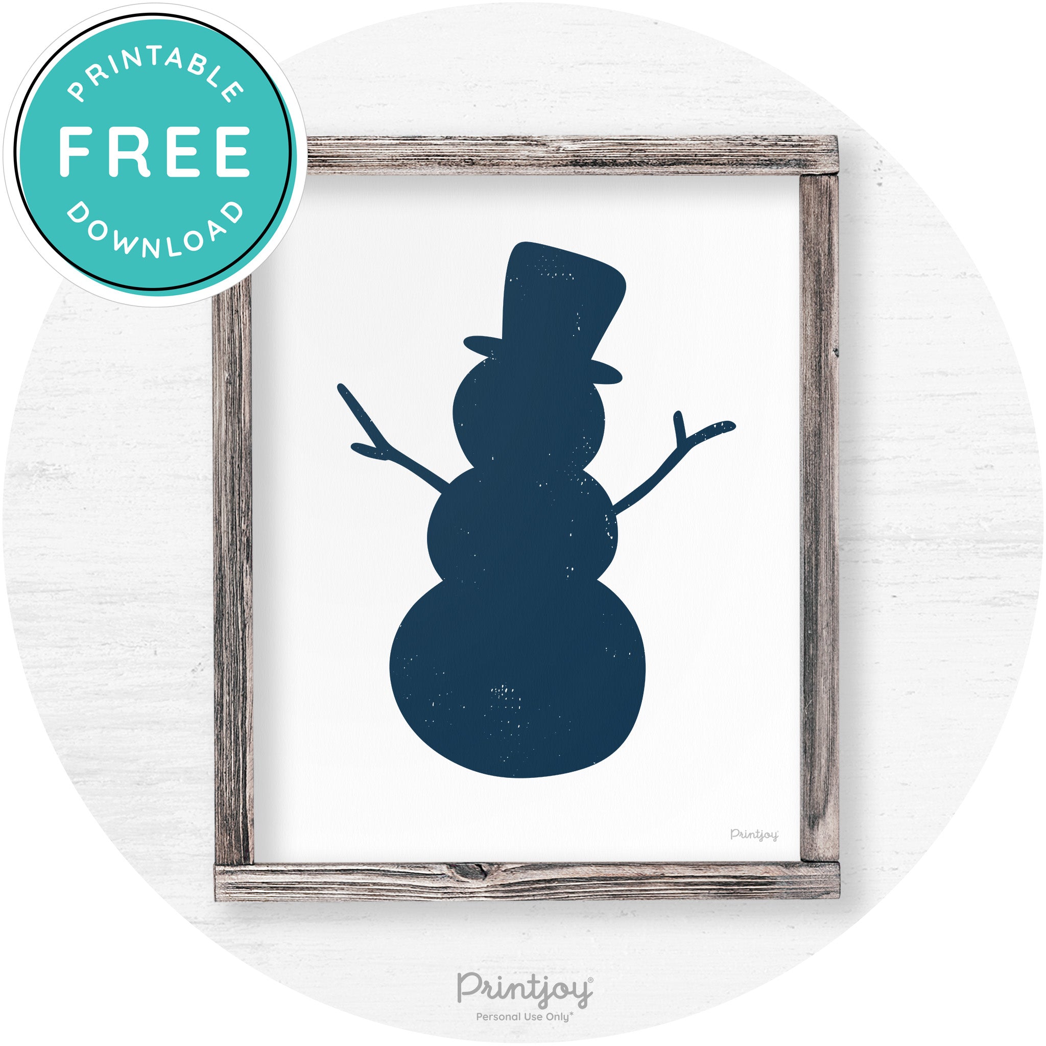Snowman Silhouette Winter Farmhouse Wall Art Decor Free Printable - Printjoy