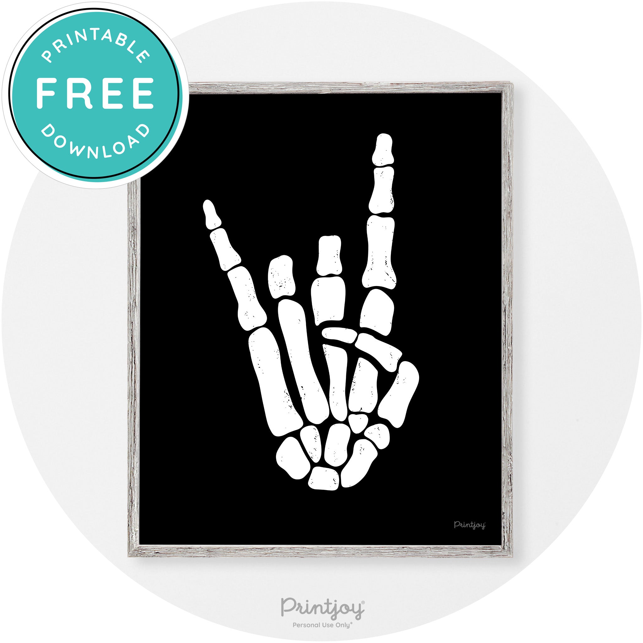 Skeleton Rock On Hand Bones Vintage Halloween Wall Art Free Printable - Printjoy
