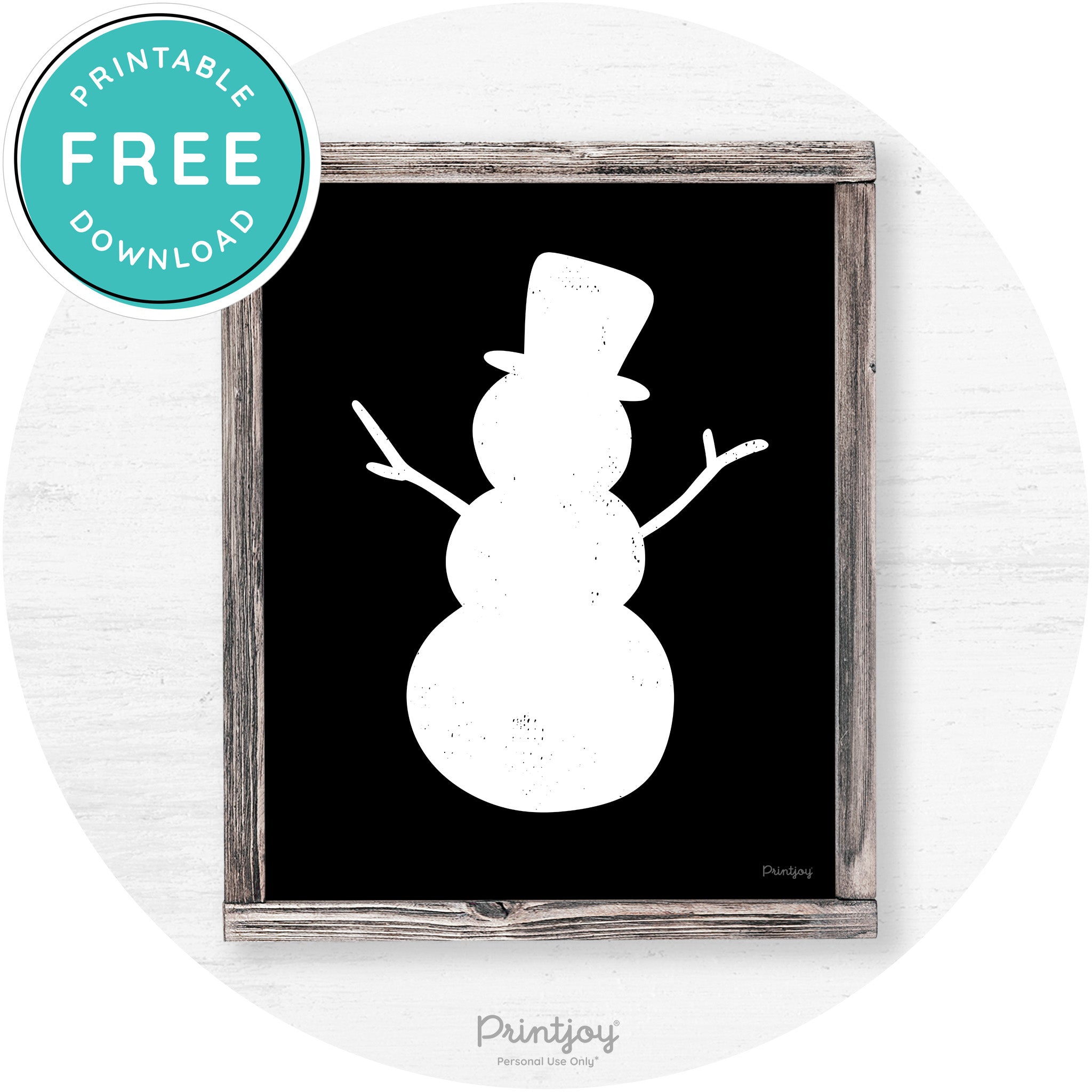 Snowman Silhouette Winter Farmhouse Wall Art Decor Free Printable - Printjoy