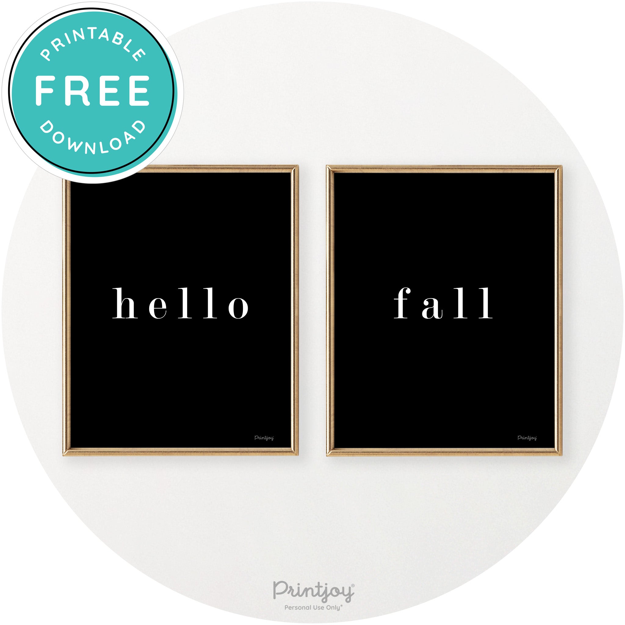 Hello Fall Set Of 2 Simple Modern Chic Wall Art Decor Free Printable - Printjoy