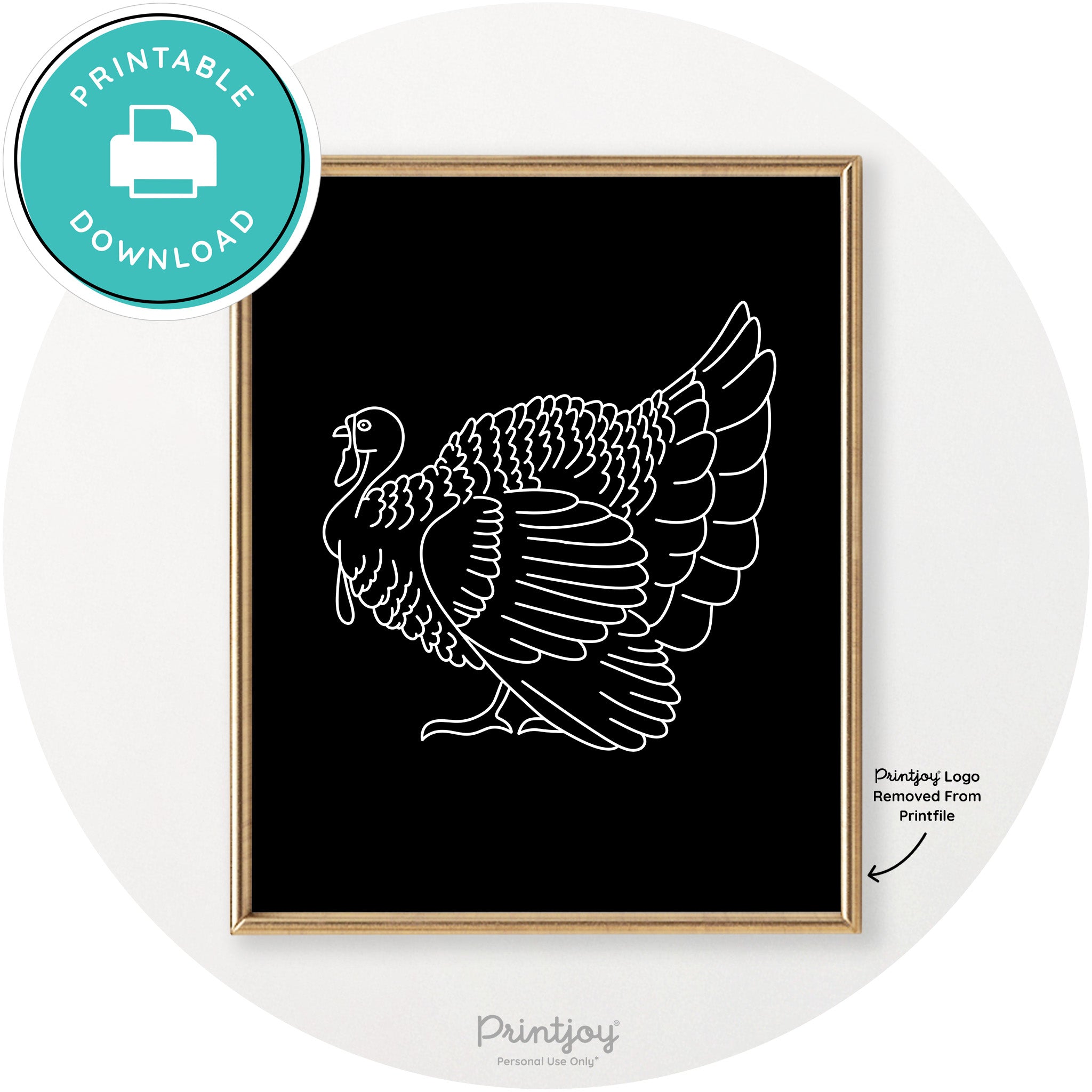 Turkey Line Art Thanksgiving Cute Modern Chic Wall Art Free Printable - Printjoy