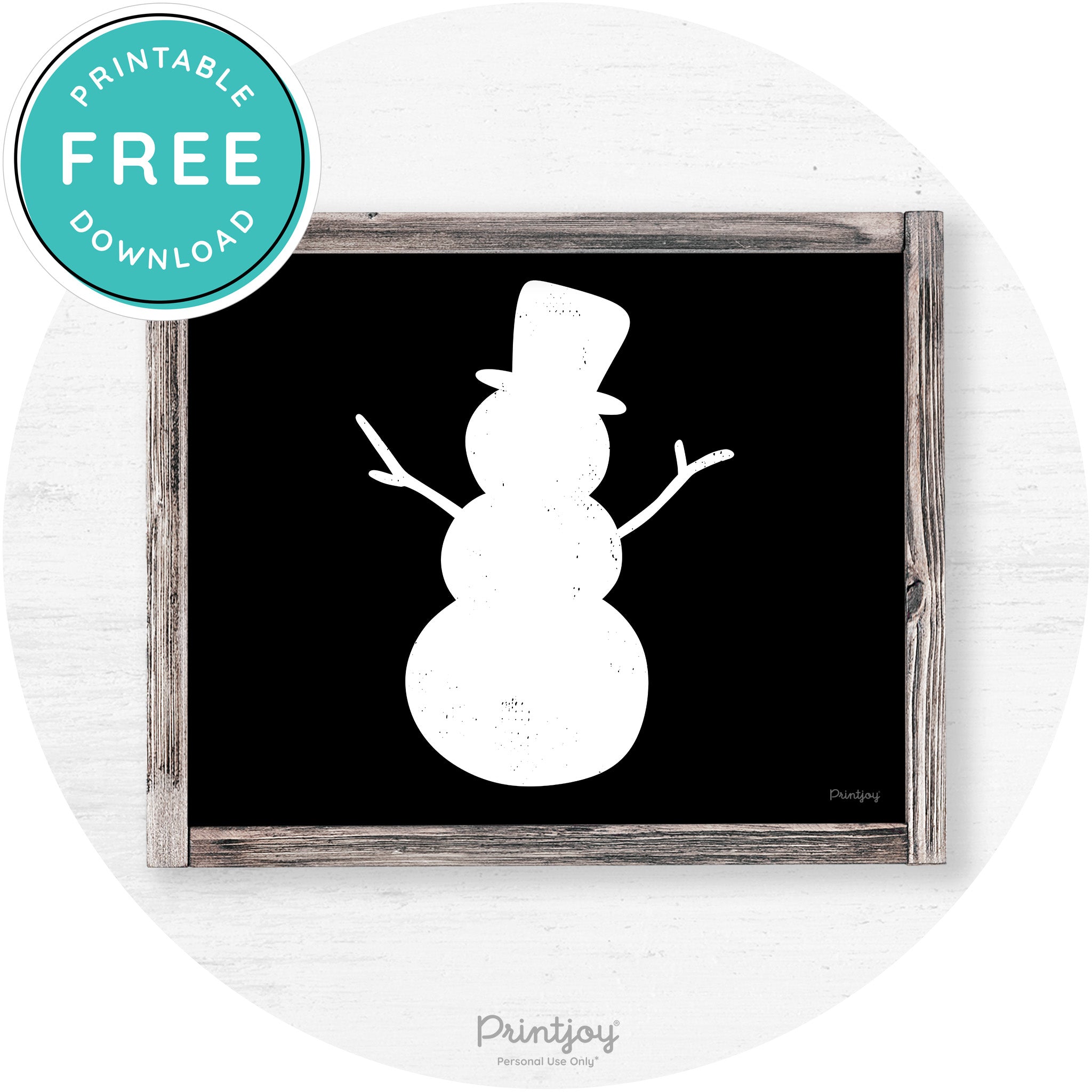 Snowman Silhouette Winter Farmhouse Wall Art Decor Free Printable - Printjoy
