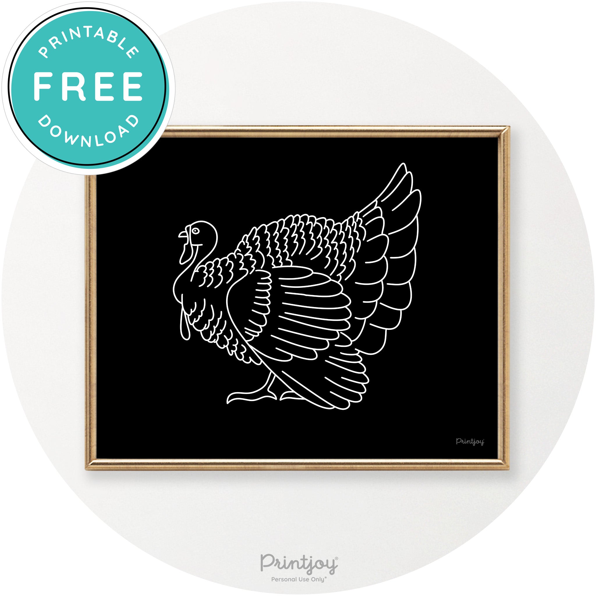 Turkey Line Art Thanksgiving Cute Modern Chic Wall Art Free Printable - Printjoy