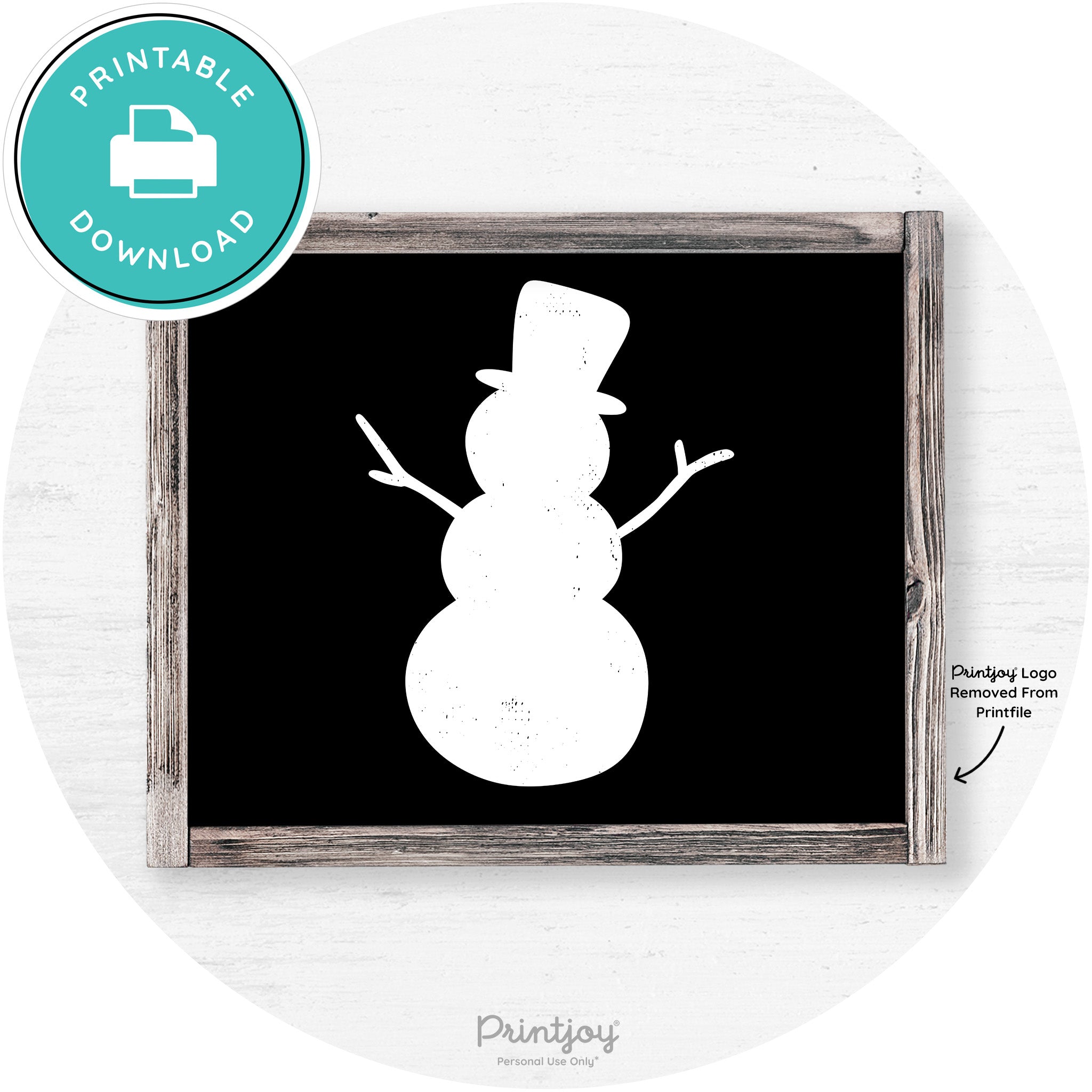 Snowman Silhouette Winter Farmhouse Wall Art Decor Free Printable - Printjoy