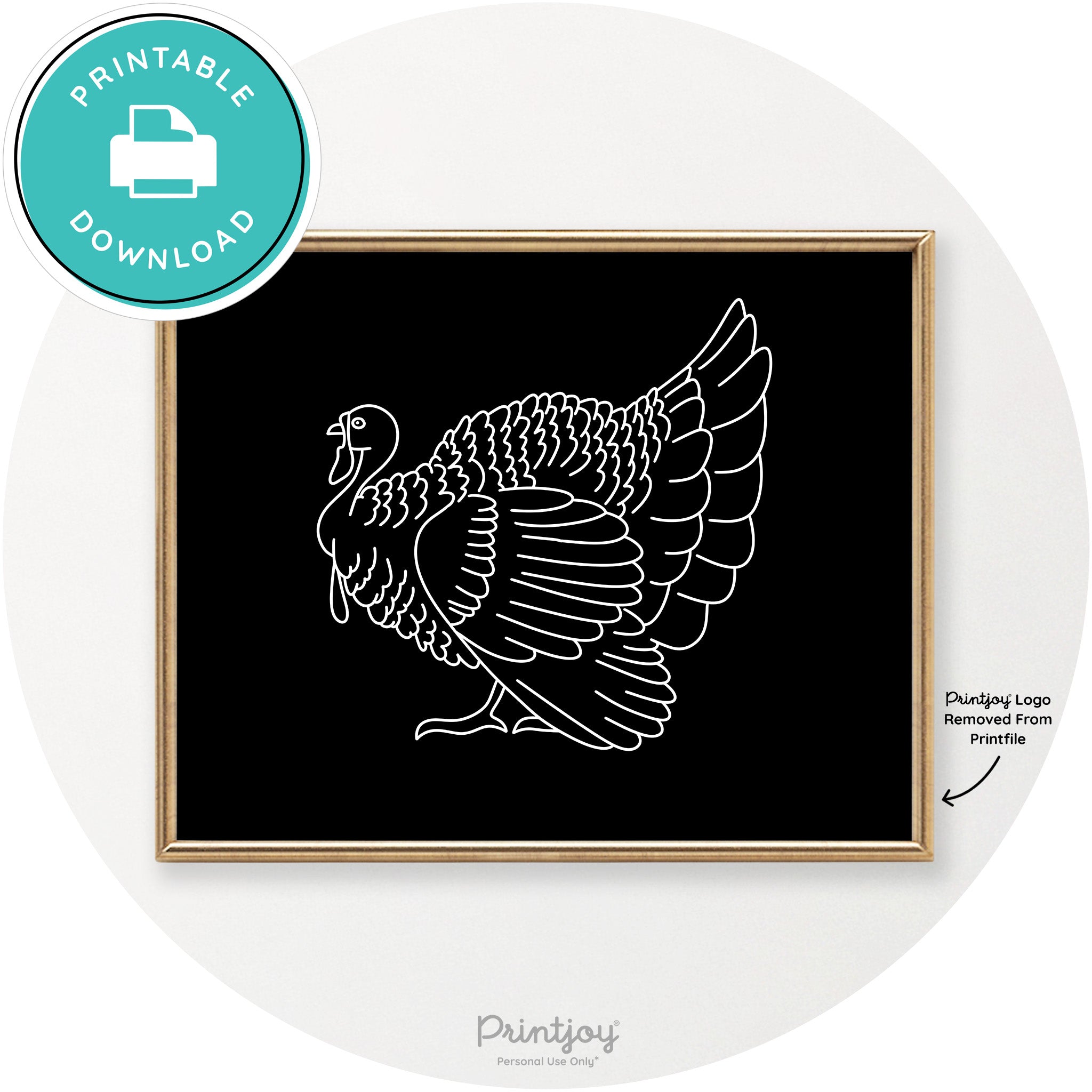Turkey Line Art Thanksgiving Cute Modern Chic Wall Art Free Printable - Printjoy