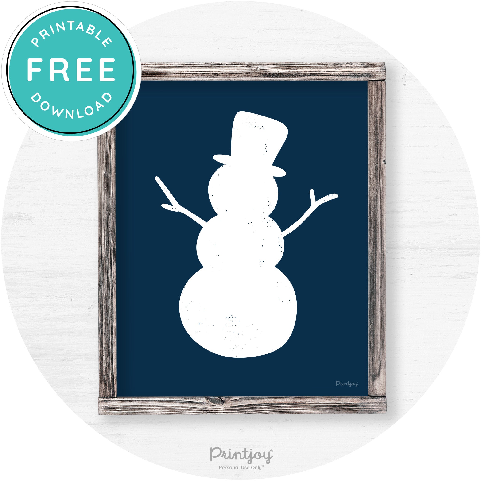 Snowman Silhouette Winter Farmhouse Wall Art Decor Free Printable - Printjoy