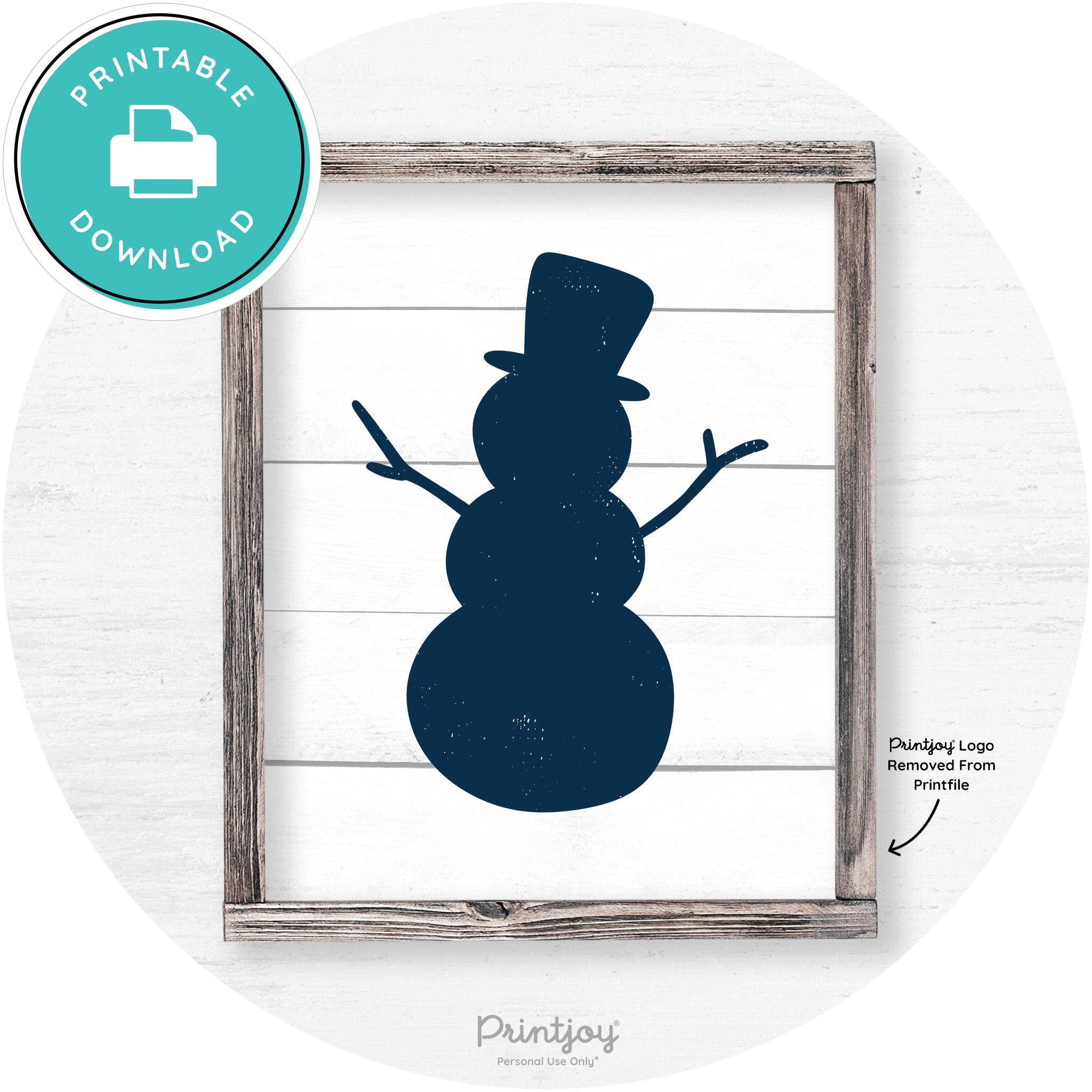 Snowman Silhouette Winter Farmhouse Wall Art Decor Free Printable - Printjoy
