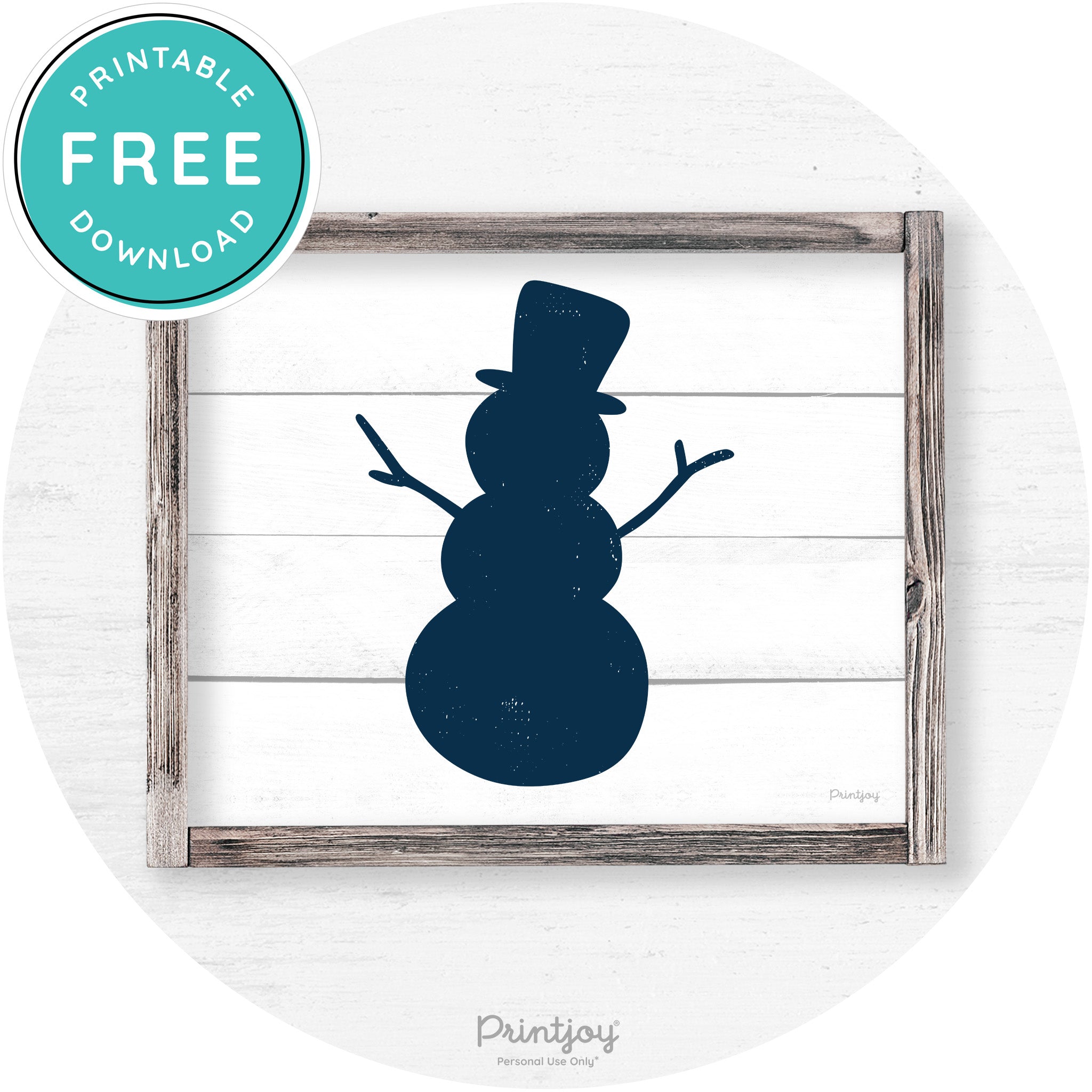 Snowman Silhouette Winter Farmhouse Wall Art Decor Free Printable - Printjoy