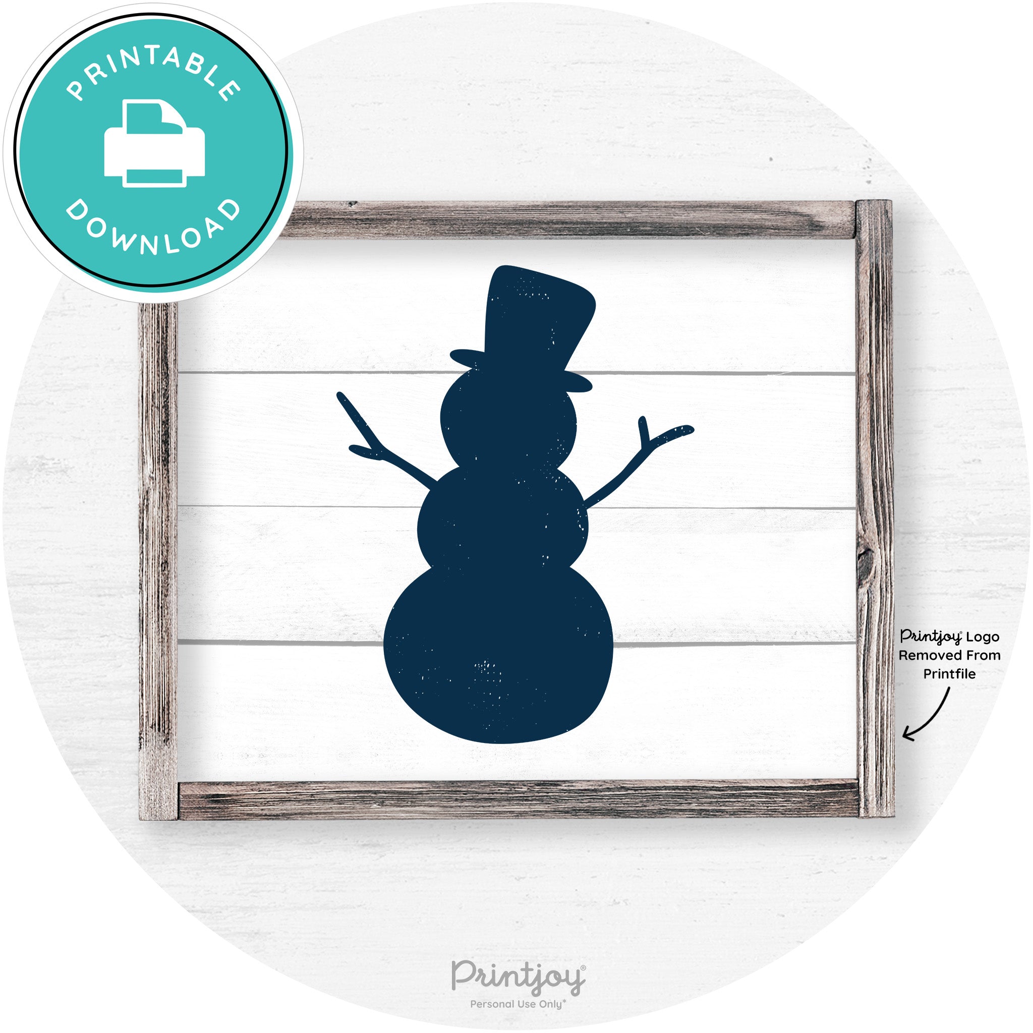 Snowman Silhouette Winter Farmhouse Wall Art Decor Free Printable - Printjoy