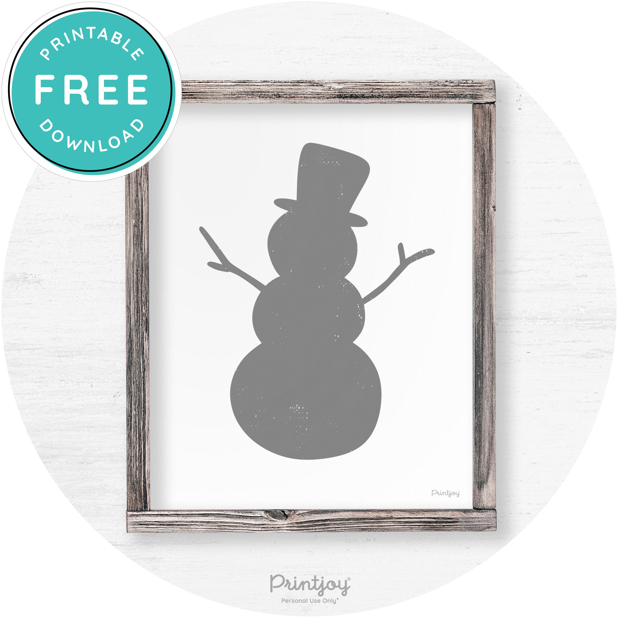 Snowman Silhouette Winter Farmhouse Wall Art Decor Free Printable - Printjoy