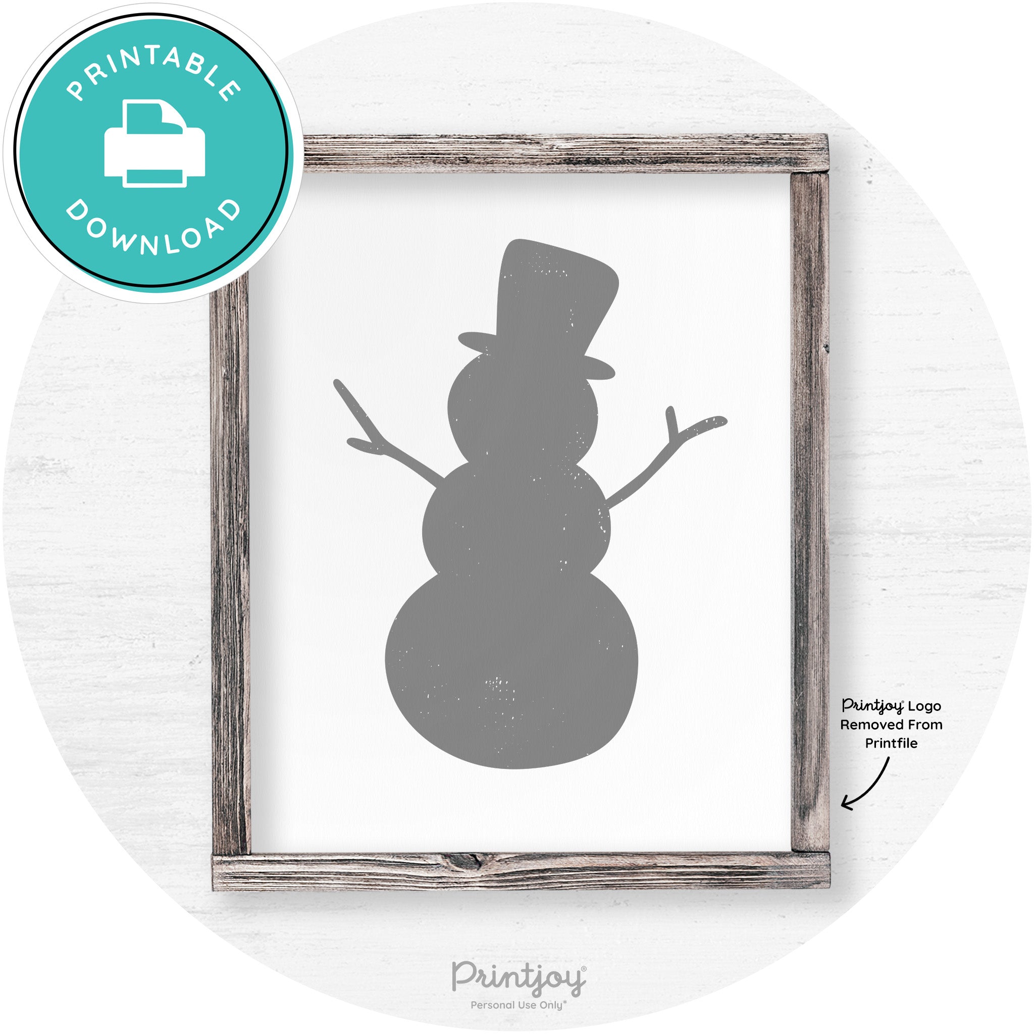 Snowman Silhouette Winter Farmhouse Wall Art Decor Free Printable - Printjoy