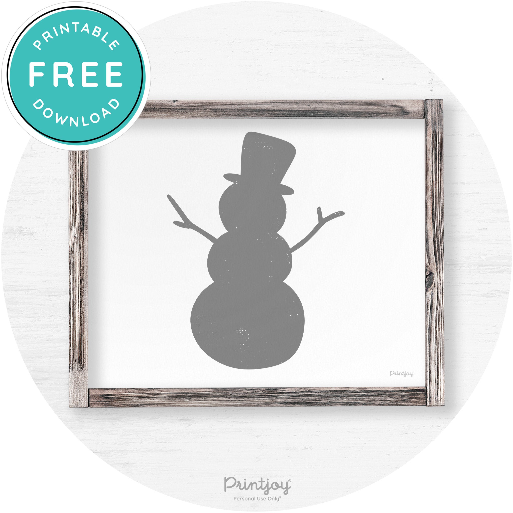 Snowman Silhouette Winter Farmhouse Wall Art Decor Free Printable - Printjoy