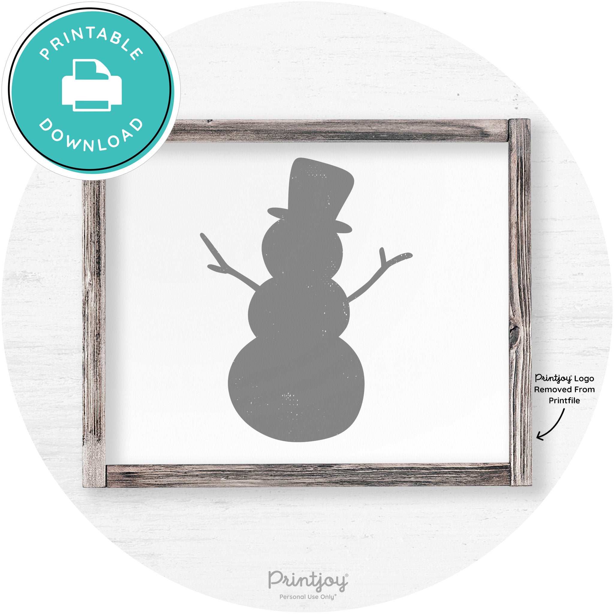 Snowman Silhouette Winter Farmhouse Wall Art Decor Free Printable - Printjoy