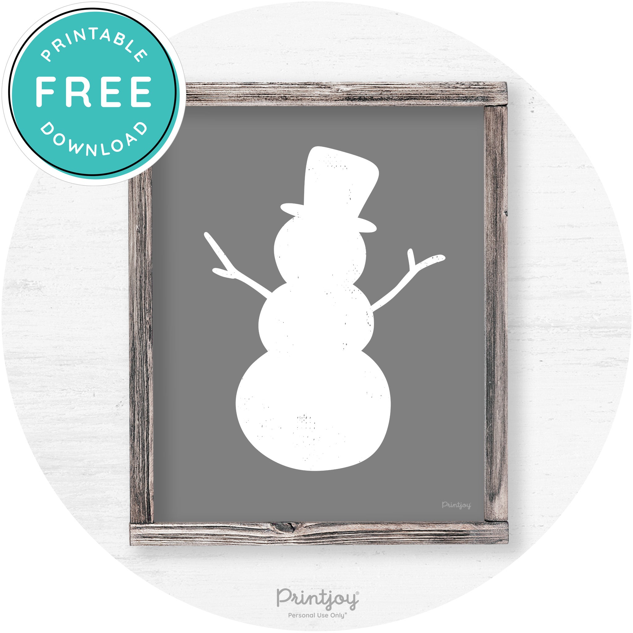 Snowman Silhouette Winter Farmhouse Wall Art Decor Free Printable - Printjoy