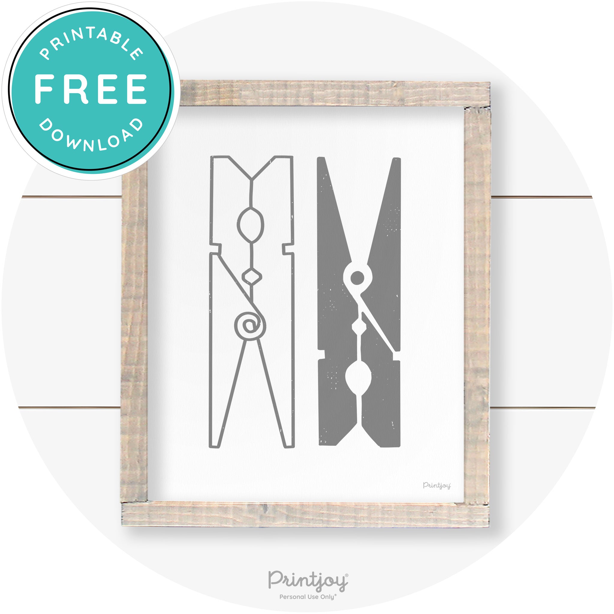 Clothespins Cute Laundry Room Farmhouse Wall Art Free Printable - Printjoy