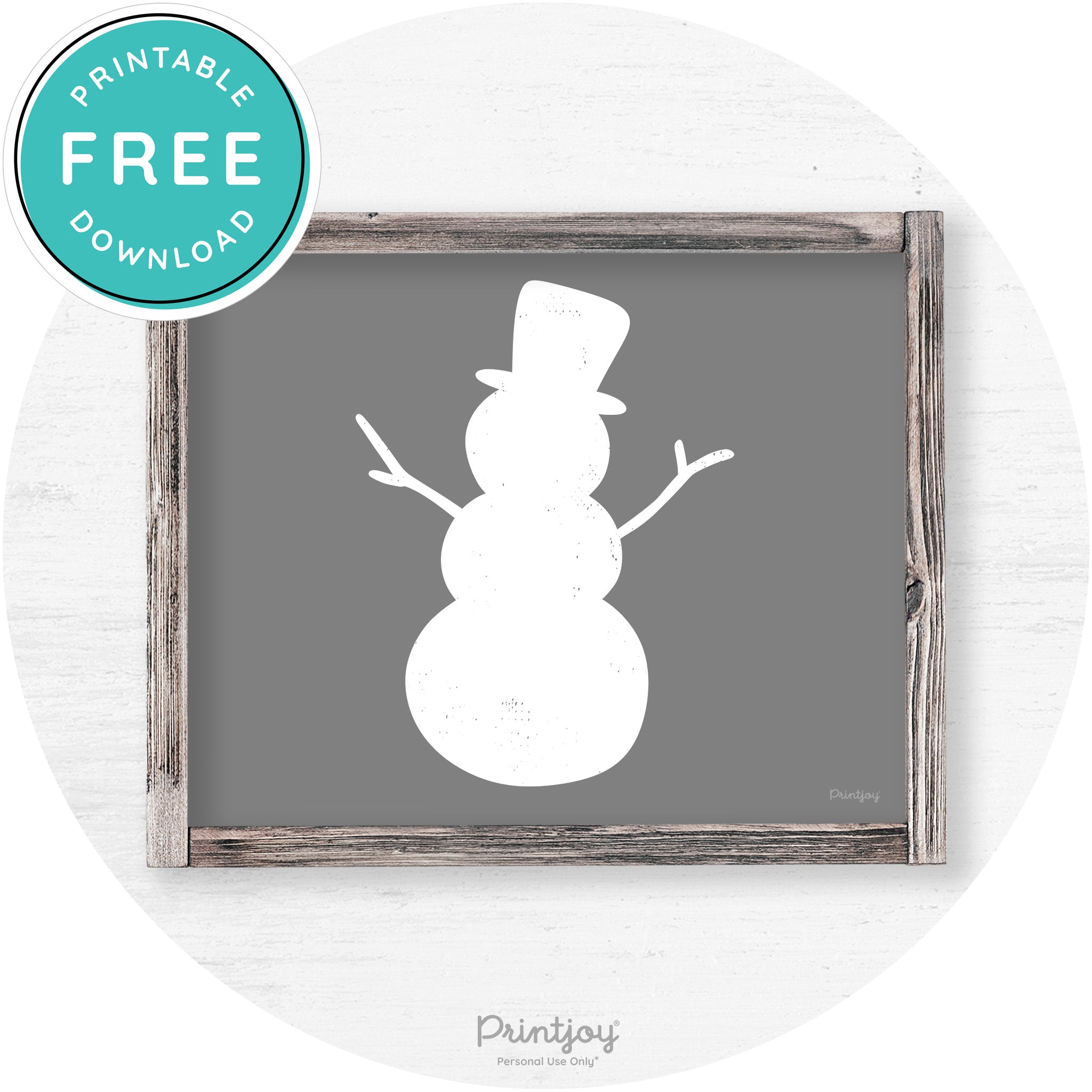 Snowman Silhouette Winter Farmhouse Wall Art Decor Free Printable - Printjoy