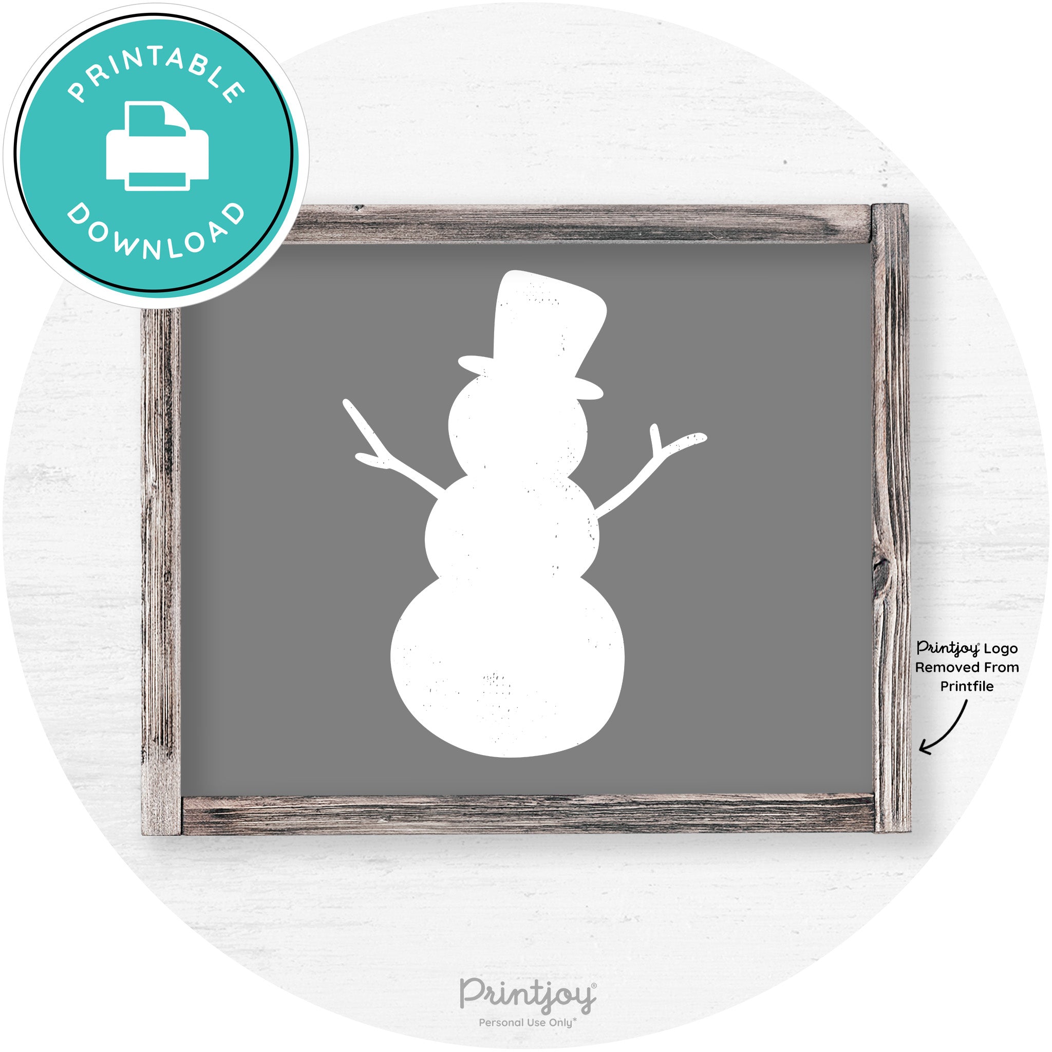 Snowman Silhouette Winter Farmhouse Wall Art Decor Free Printable - Printjoy
