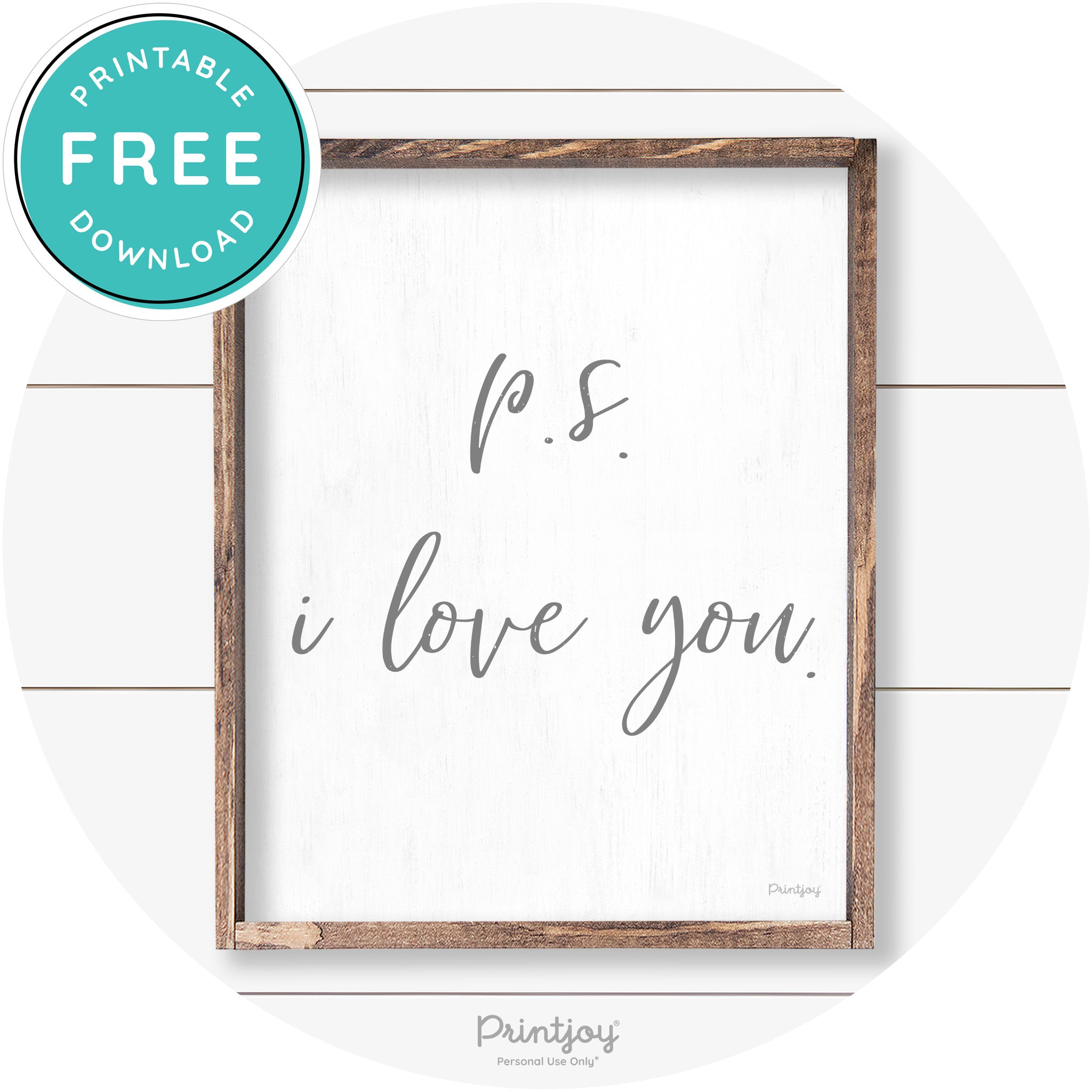 P.S. I Love You Cute Couples Farmhouse Wall Art Decor Free Printable - Printjoy