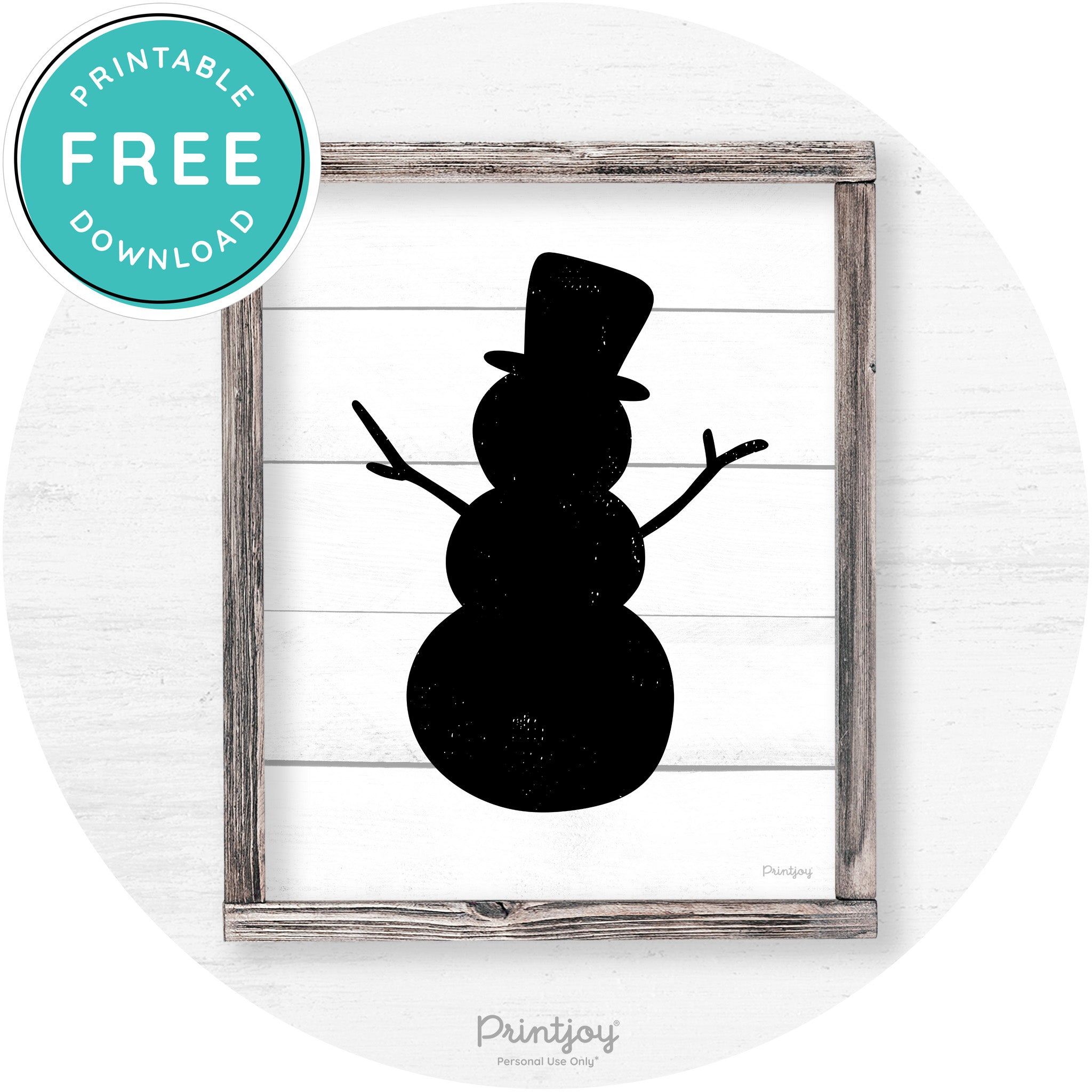 Snowman Silhouette Winter Farmhouse Wall Art Decor Free Printable - Printjoy