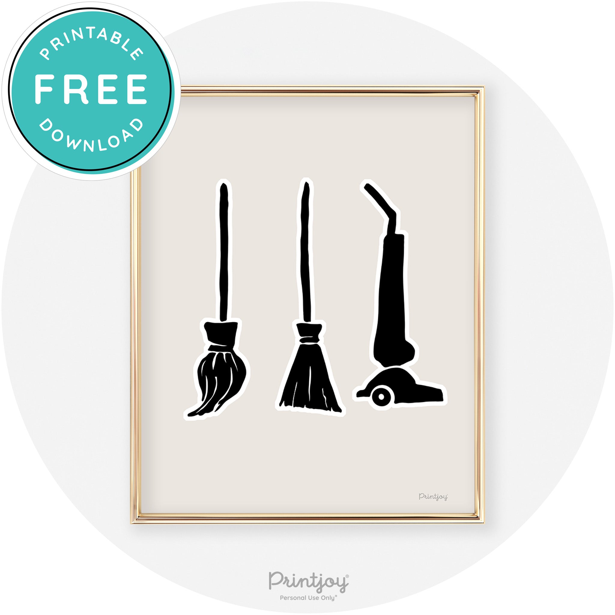 Witch Brooms Fun Cute Chic Halloween Wall Art Decor Free Printable - Printjoy