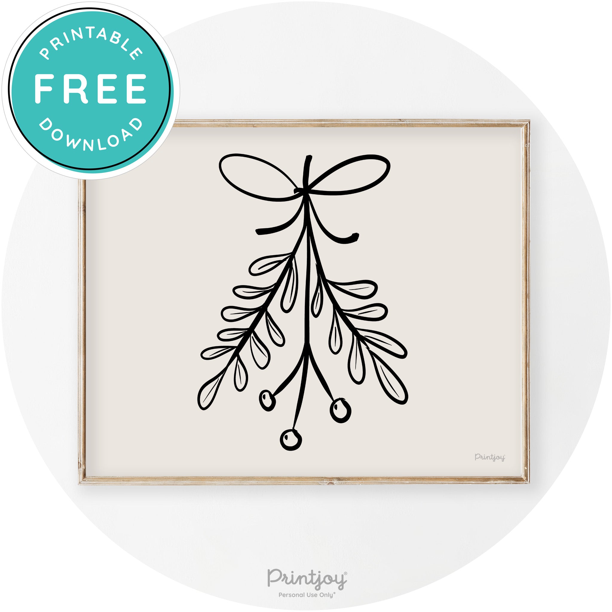 Mistletoe Drawing Christmas Transitional Wall Art Decor Free Printable