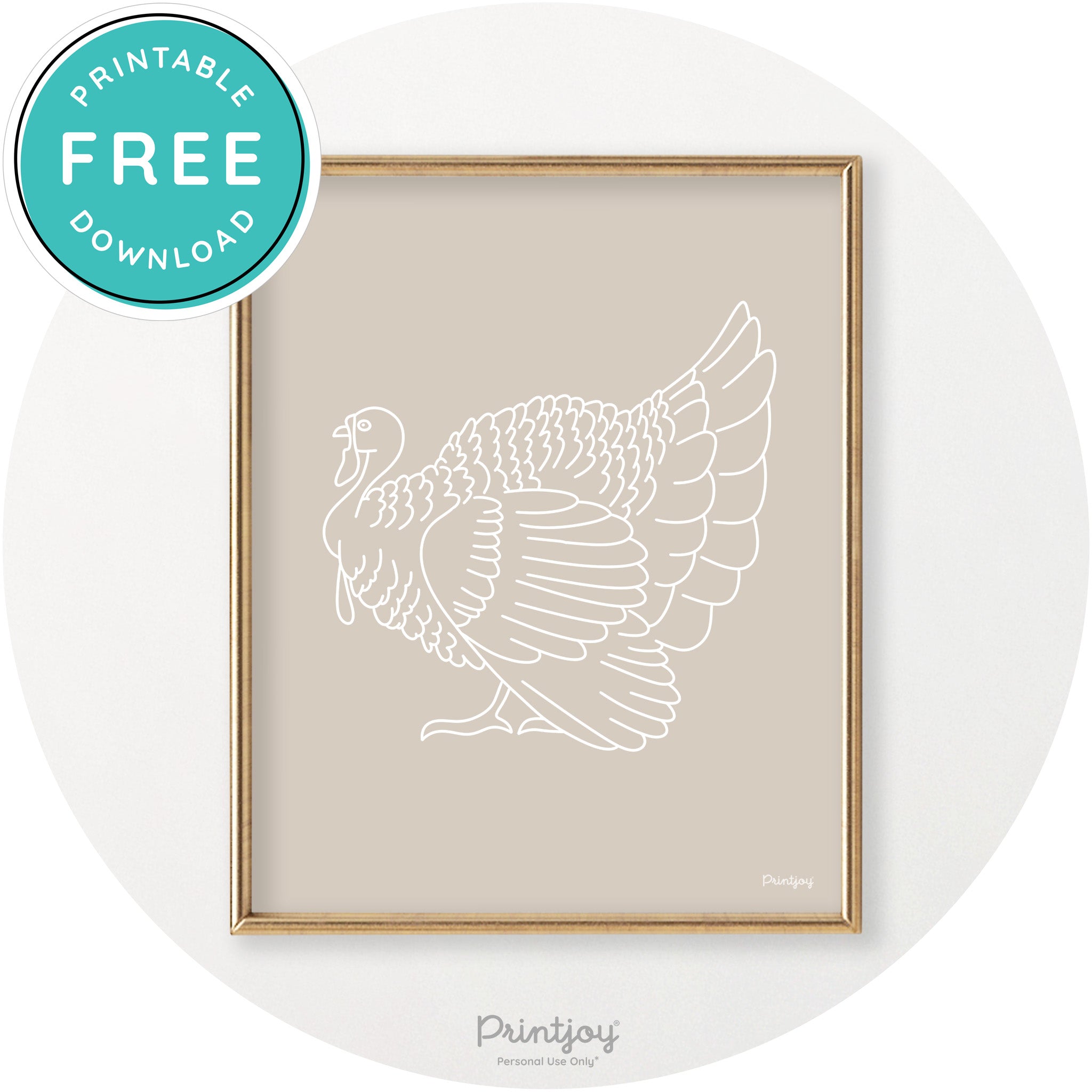 Turkey Line Art Thanksgiving Cute Modern Chic Wall Art Free Printable - Printjoy