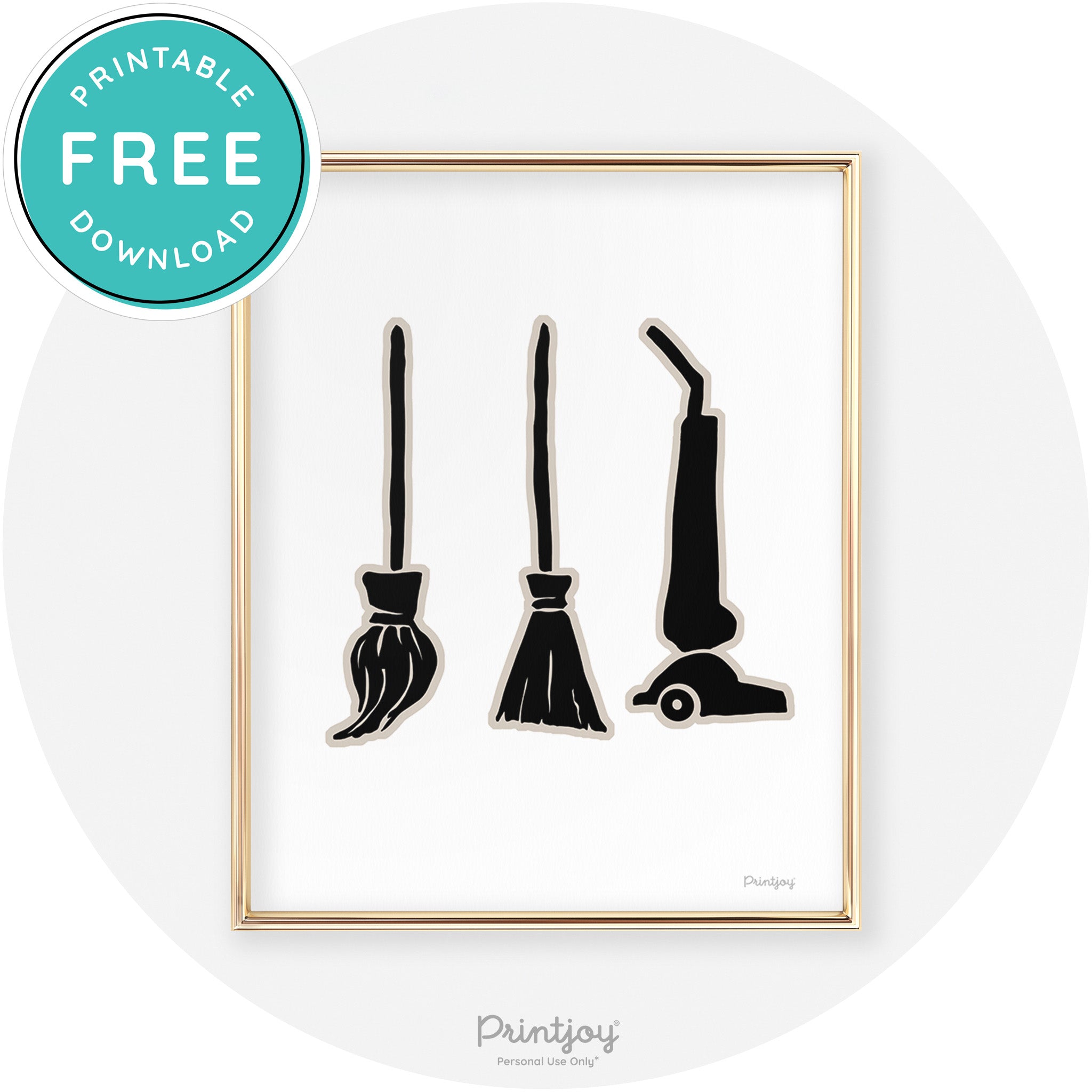 Witch Brooms Fun Cute Chic Halloween Wall Art Decor Free Printable - Printjoy