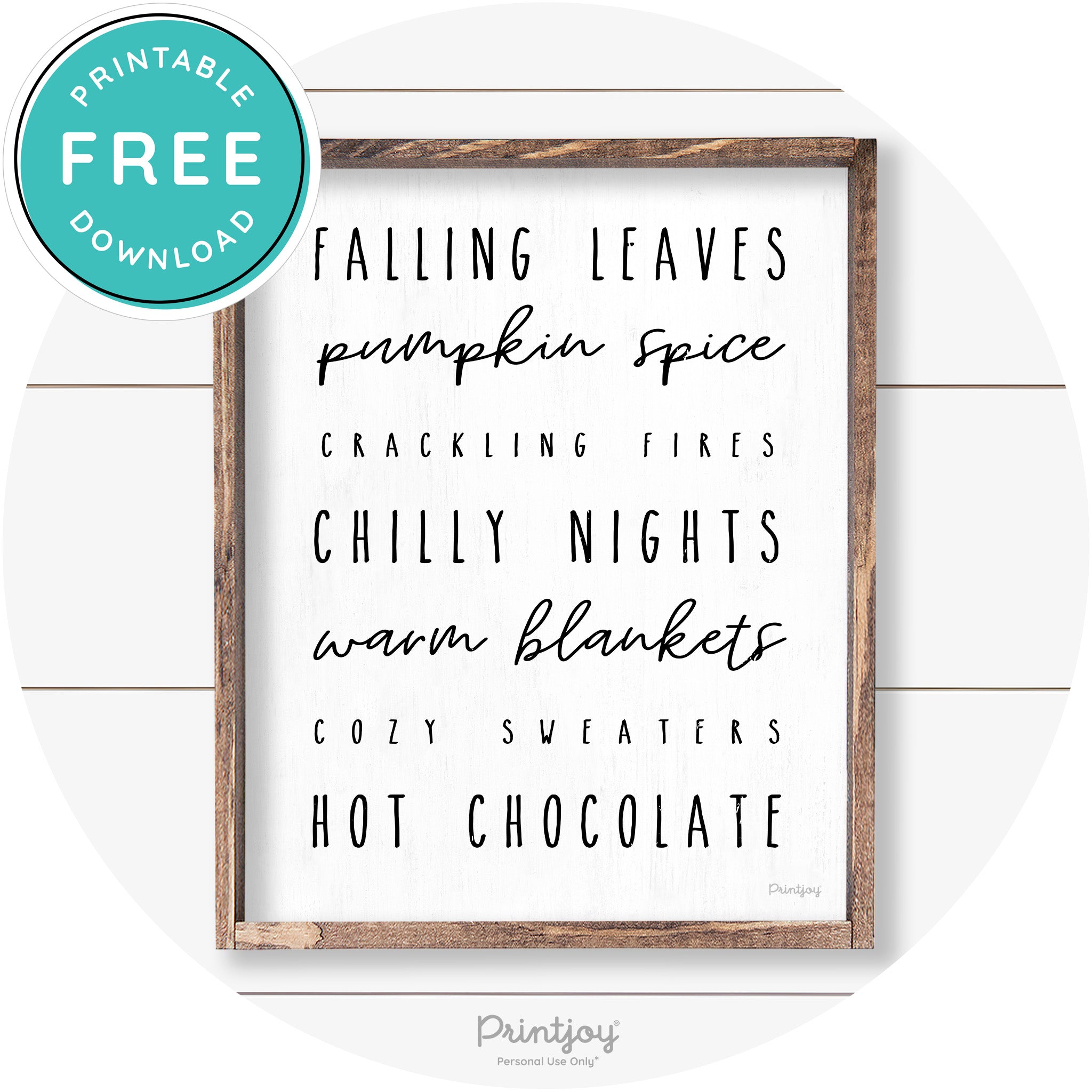 Fall Favorite Things Cute Farmhouse Autumn Wall Art Free Printable - Printjoy