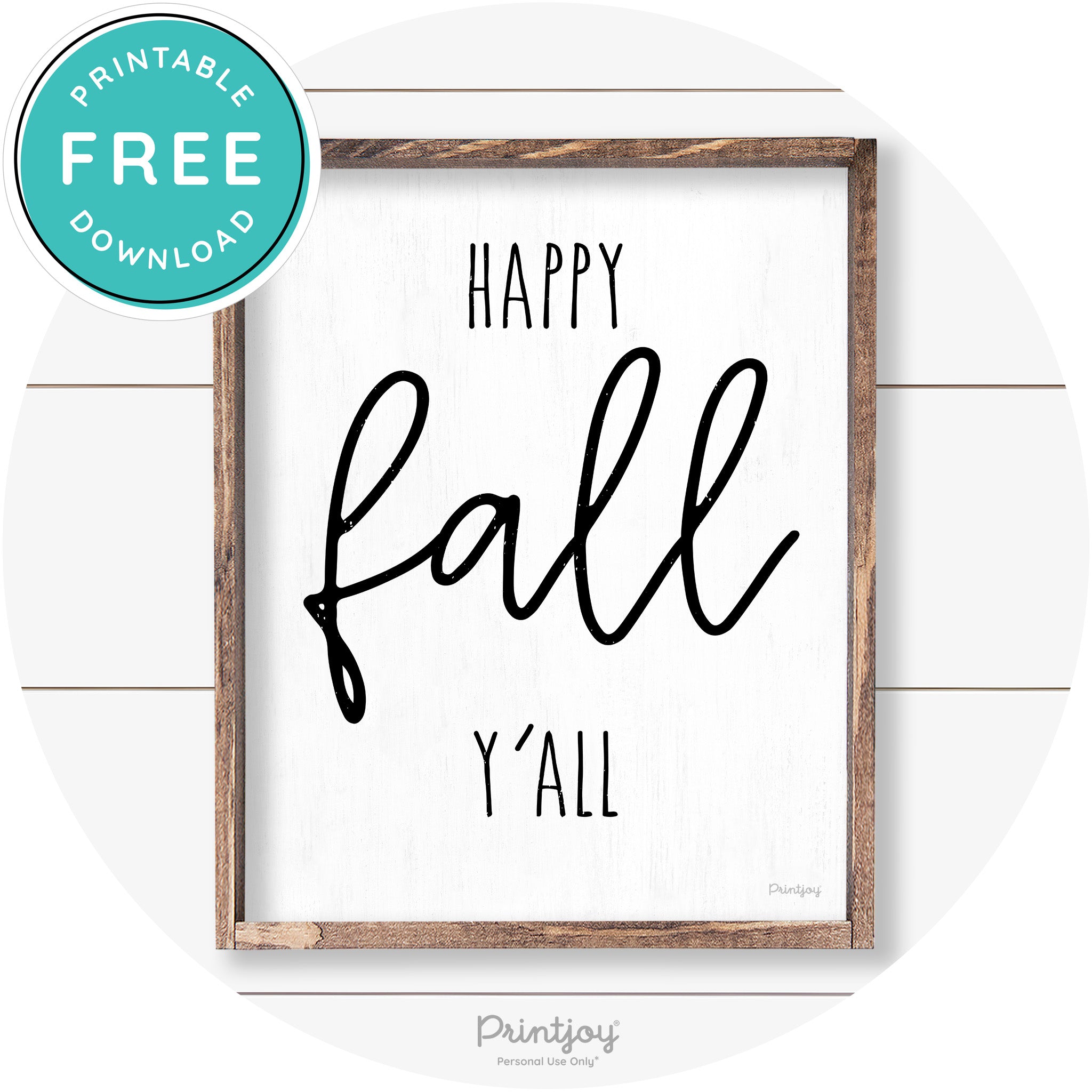 Happy Fall Y'all Cute Farmhouse Autumn Wall Art Decor Free Printable - Printjoy