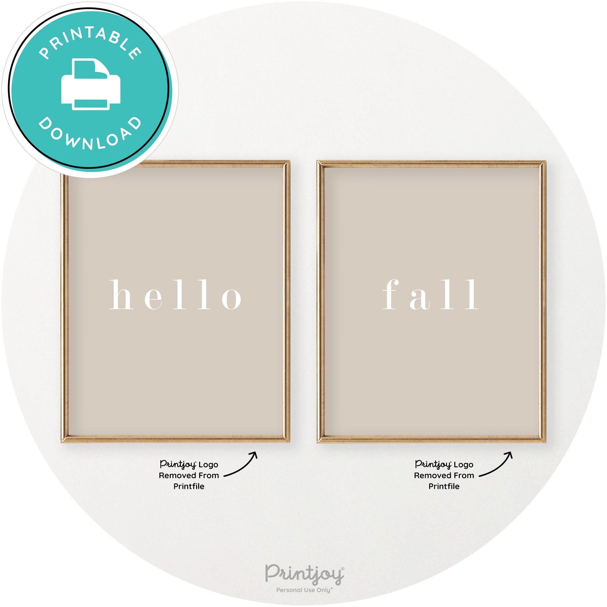 Hello Fall Set Of 2 Simple Modern Chic Wall Art Decor Free Printable - Printjoy