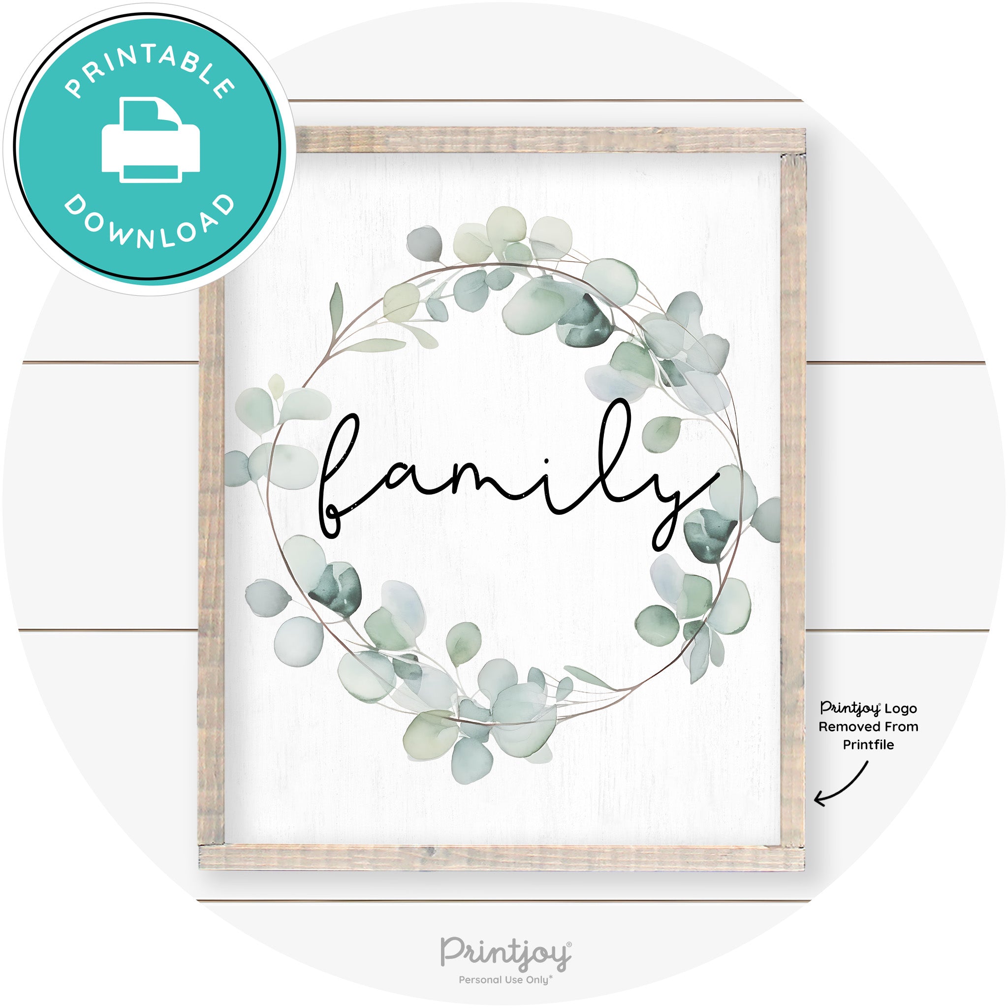 Family Watercolor Eucalyptus Wreath Farmhouse Art Free Printable - Printjoy