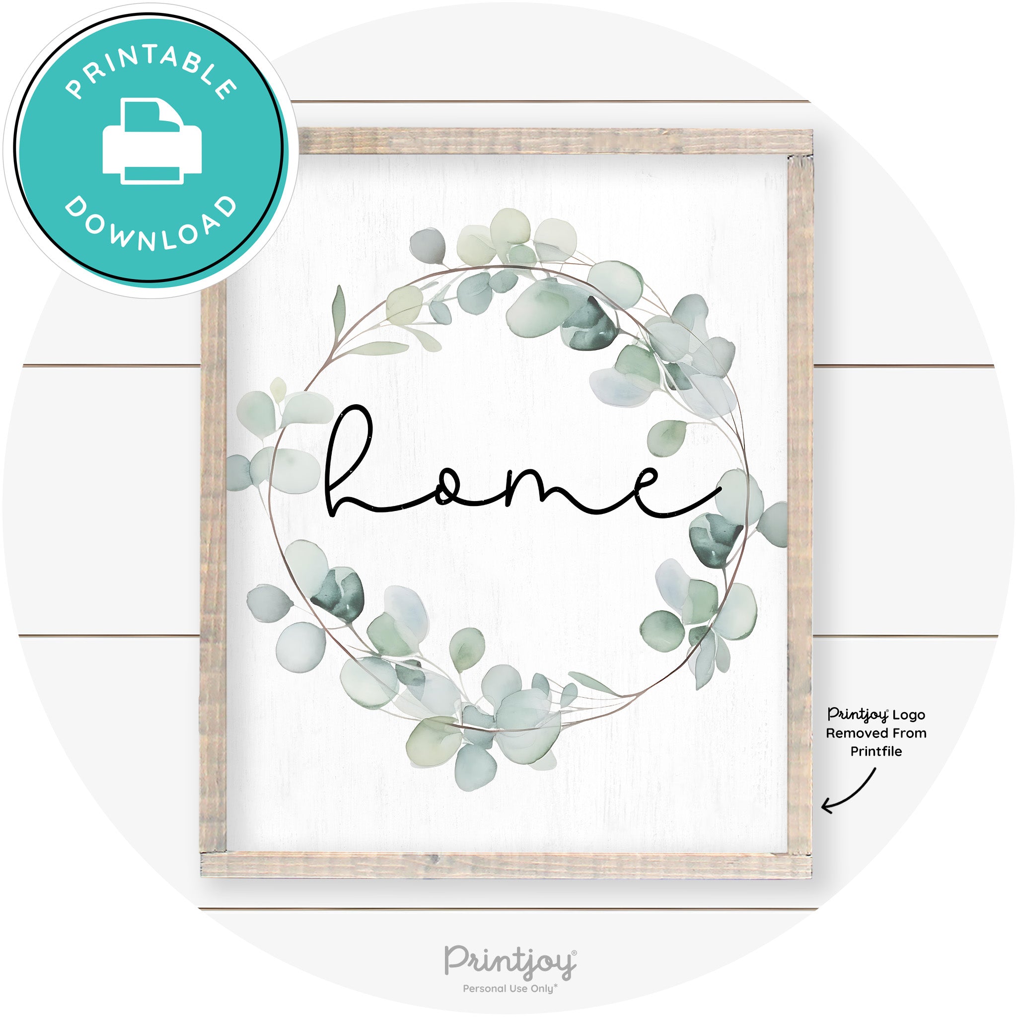 Home Watercolor Eucalyptus Wreath Farmhouse Art Free Printable - Printjoy