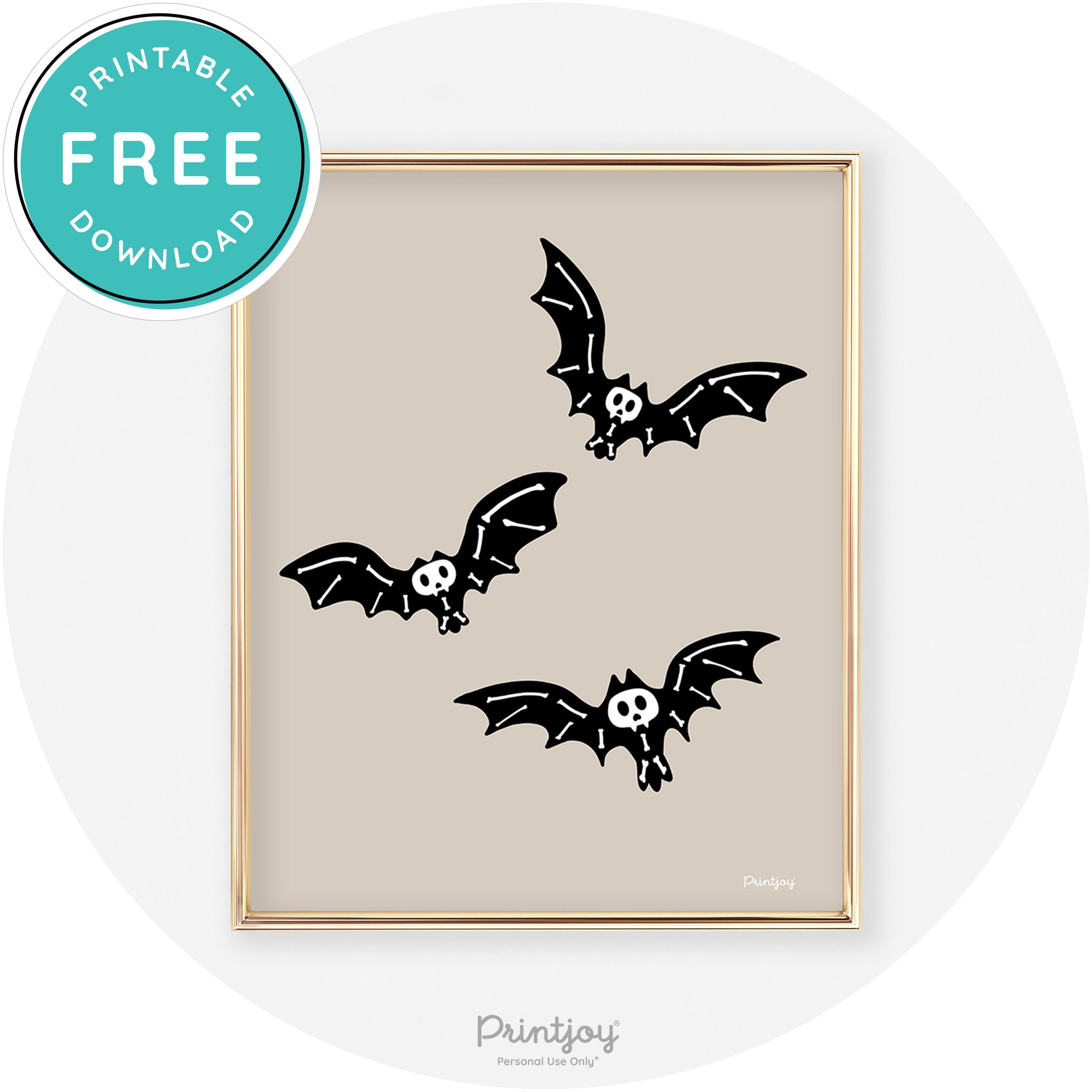 Skeleton Bats Spooky Fun Cute Chic Halloween Wall Art Free Printable - Printjoy