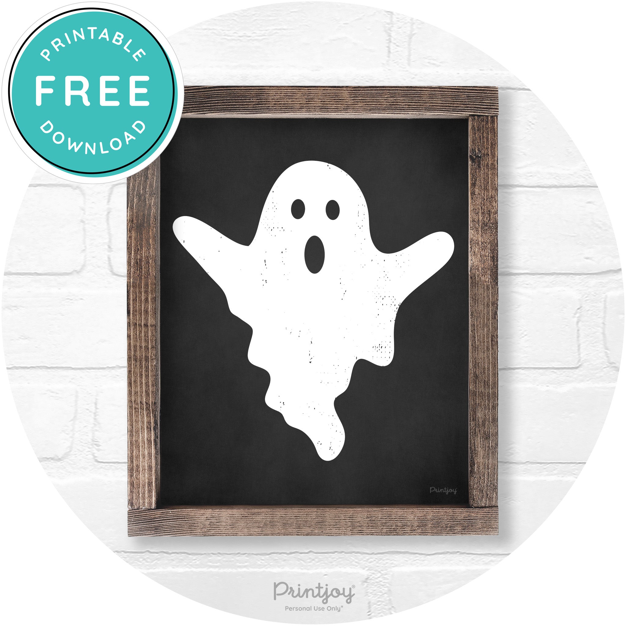 Halloween Cute Ghost Rustic Farmhouse Wall Art Free Printable - Printjoy