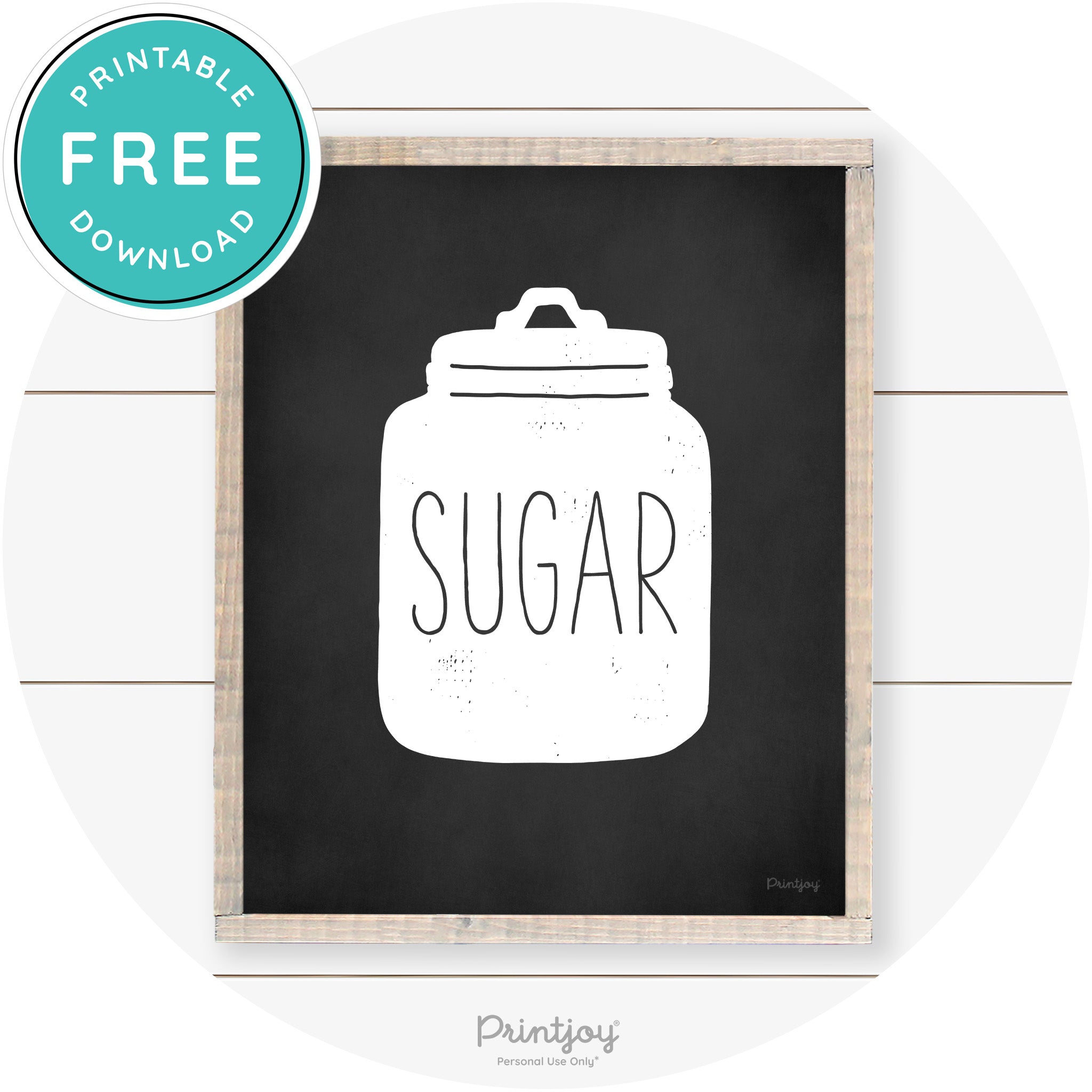 Sugar Jar Silhouette Kitchen Cute Farmhouse Wall Art Free Printable - Printjoy
