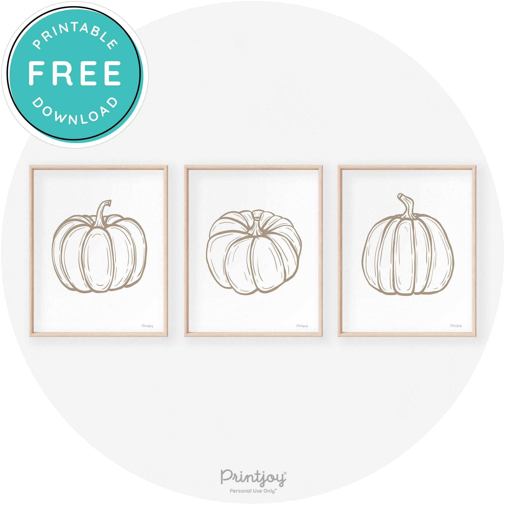 Pumpkin Drawings Set Of 3 Modern Transitional Wall Art Free Printable - Printjoy