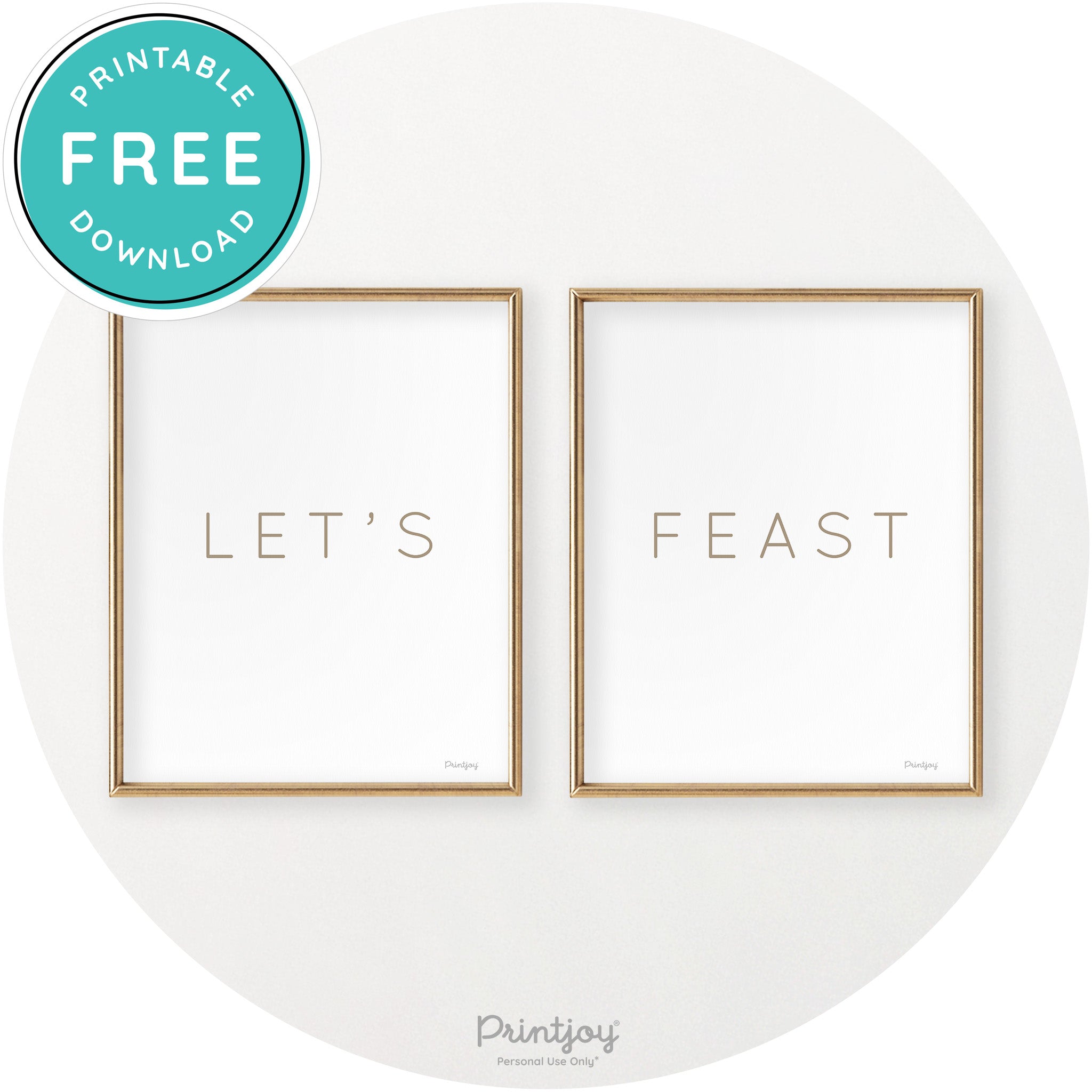 Let's Feast Set Of 2 Thanksgiving Chic Wall Art Decor Free Printable - Printjoy