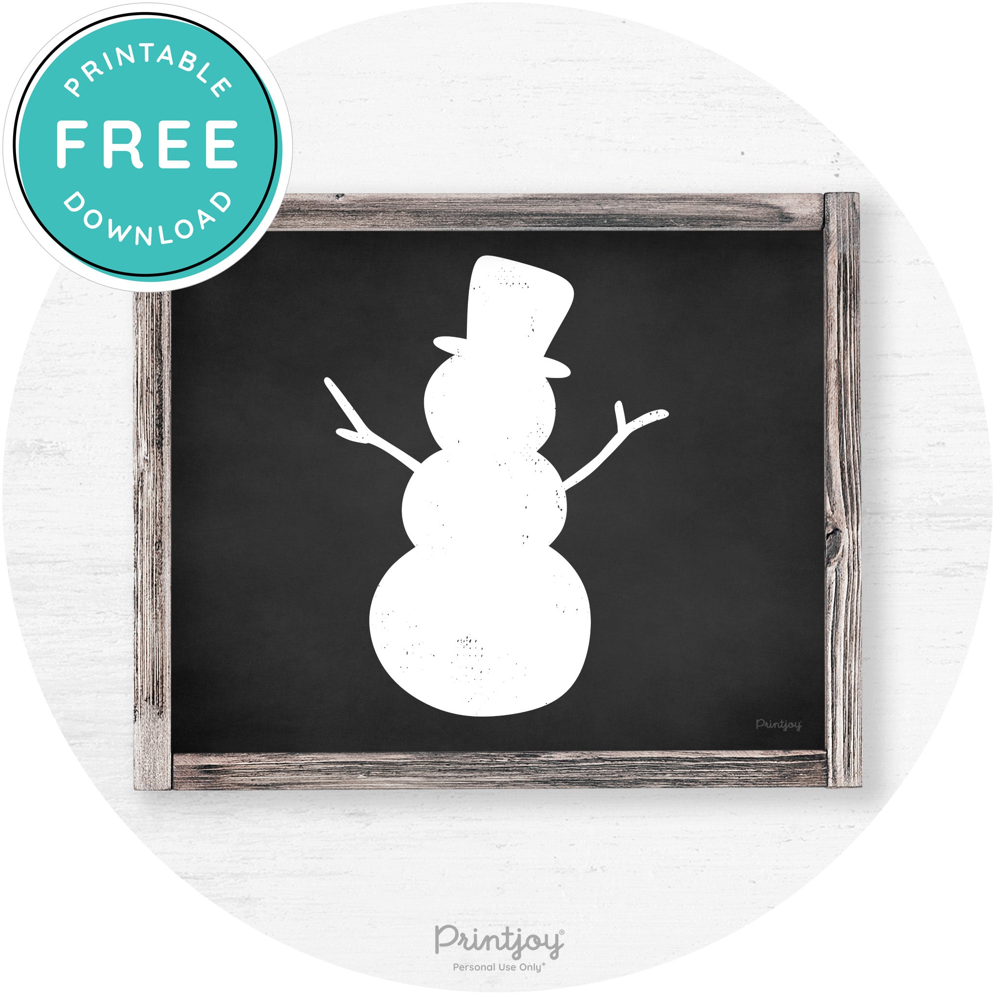 Snowman Silhouette Winter Farmhouse Wall Art Decor Free Printable - Printjoy