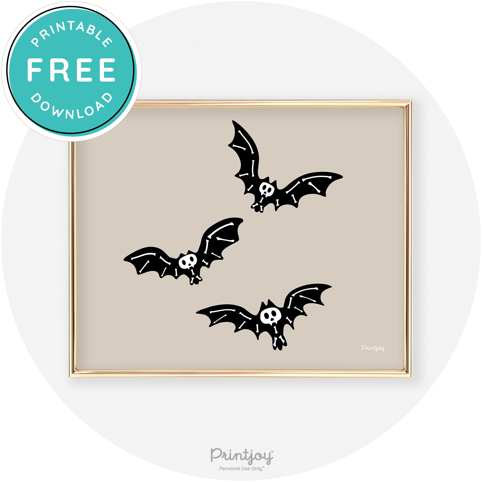 Skeleton Bats Spooky Fun Cute Chic Halloween Wall Art Free Printable - Printjoy
