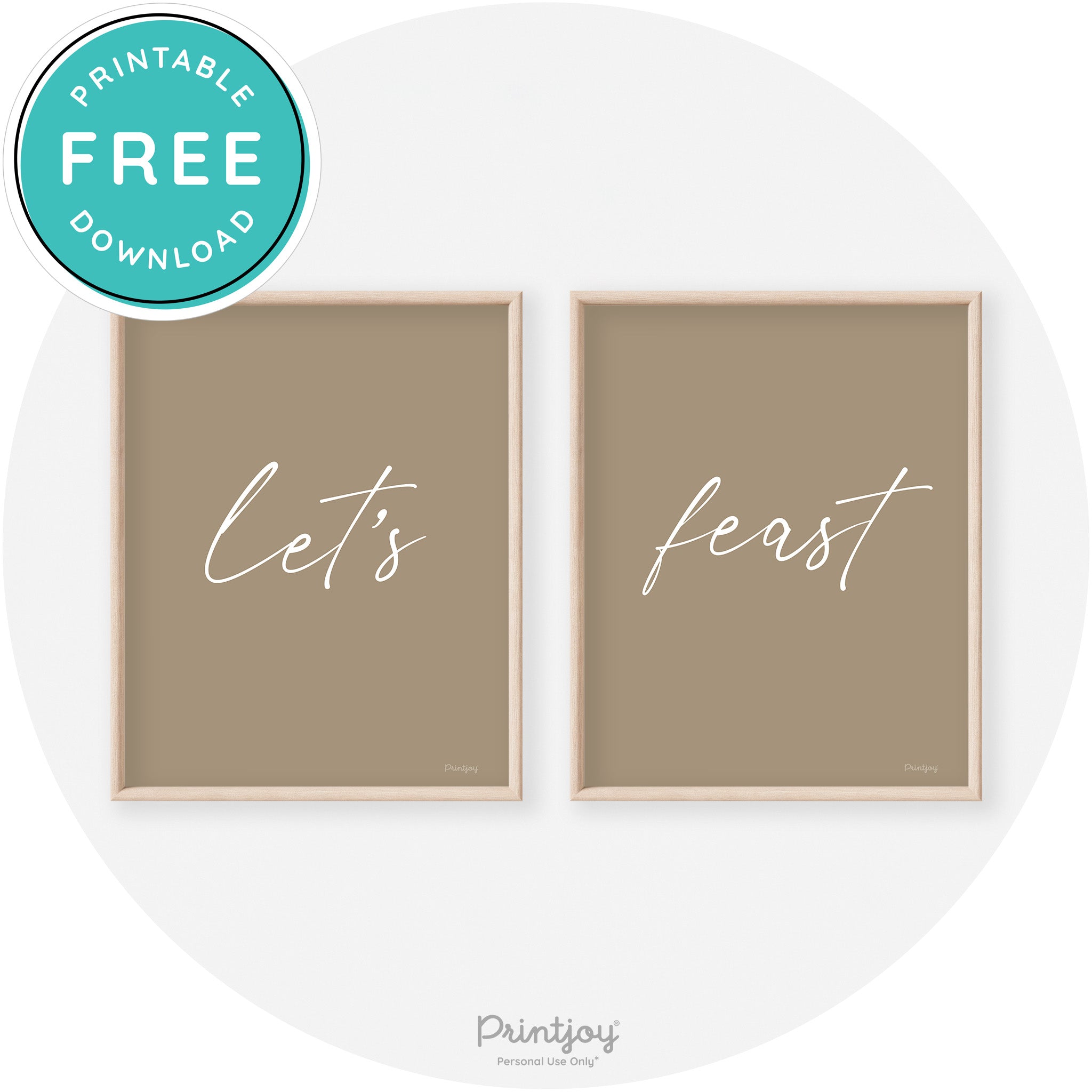 Let's Feast Set Of 2 Thanksgiving Transitional Wall Art Free Printable - Printjoy