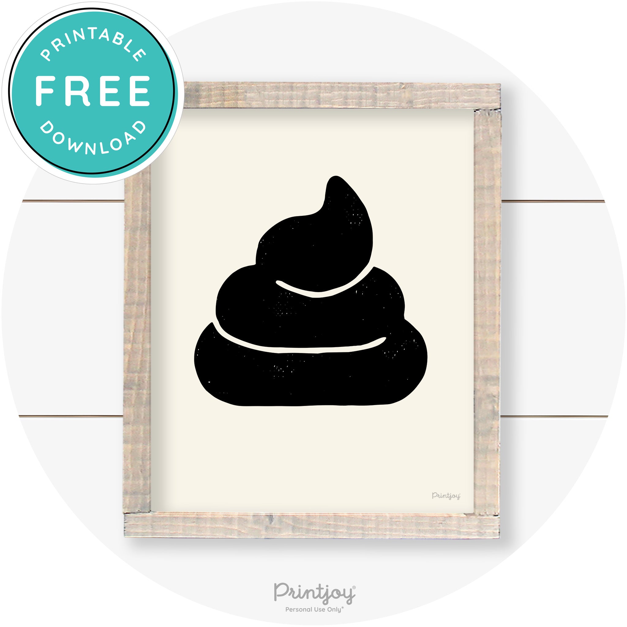 Poop Emoji Silhouette Funny Bathroom Sign Wall Art Free Printable