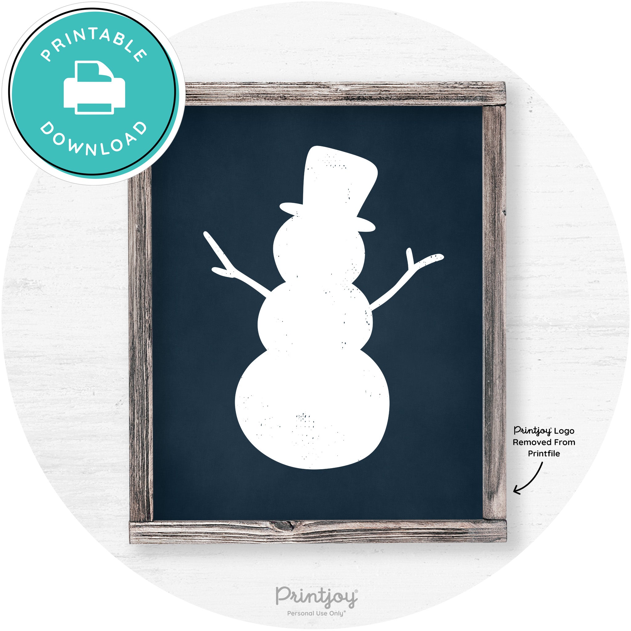 Snowman Silhouette Winter Farmhouse Wall Art Decor Free Printable - Printjoy
