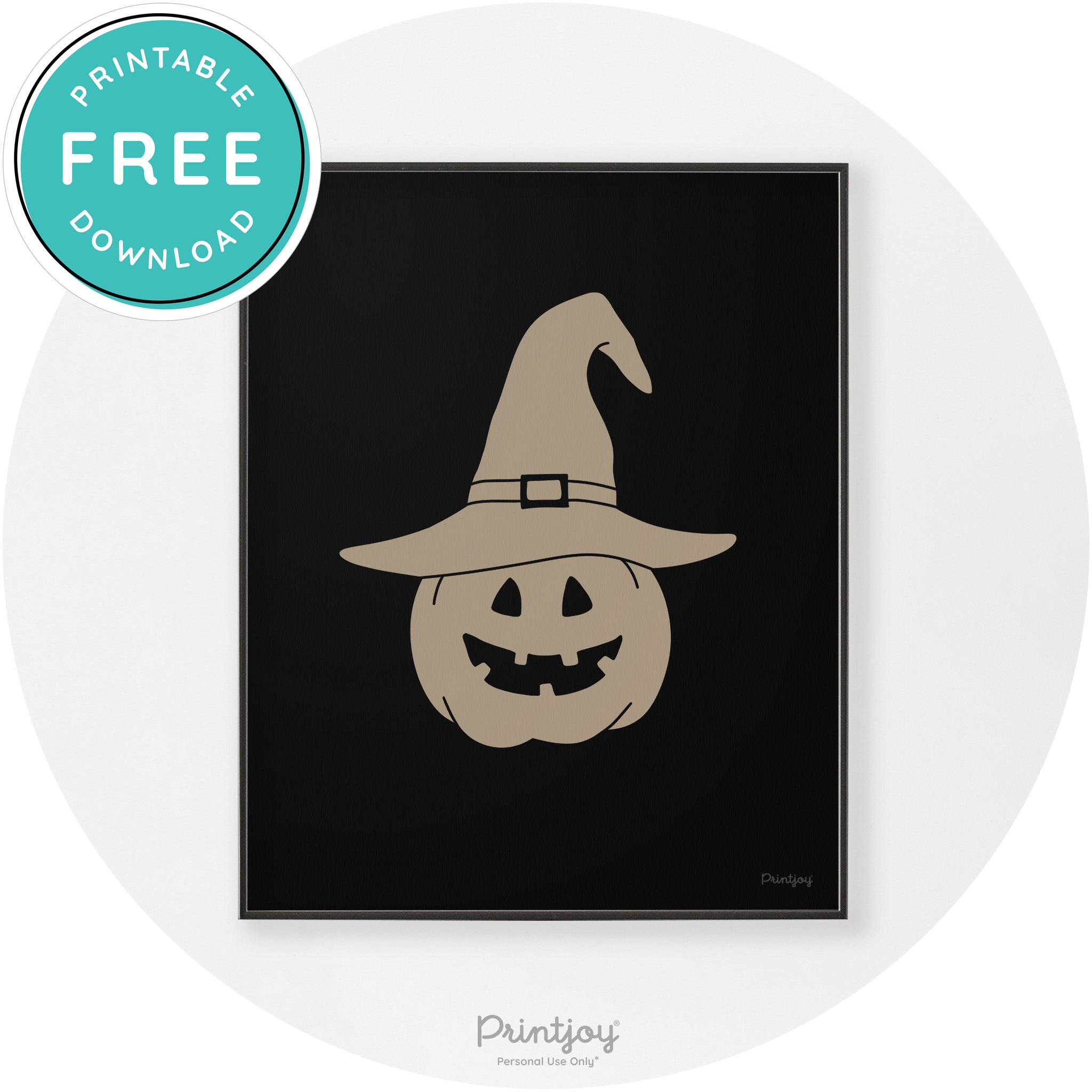 Halloween Cute Witch Jack O Lantern Chic Wall Art Printable - Printjoy