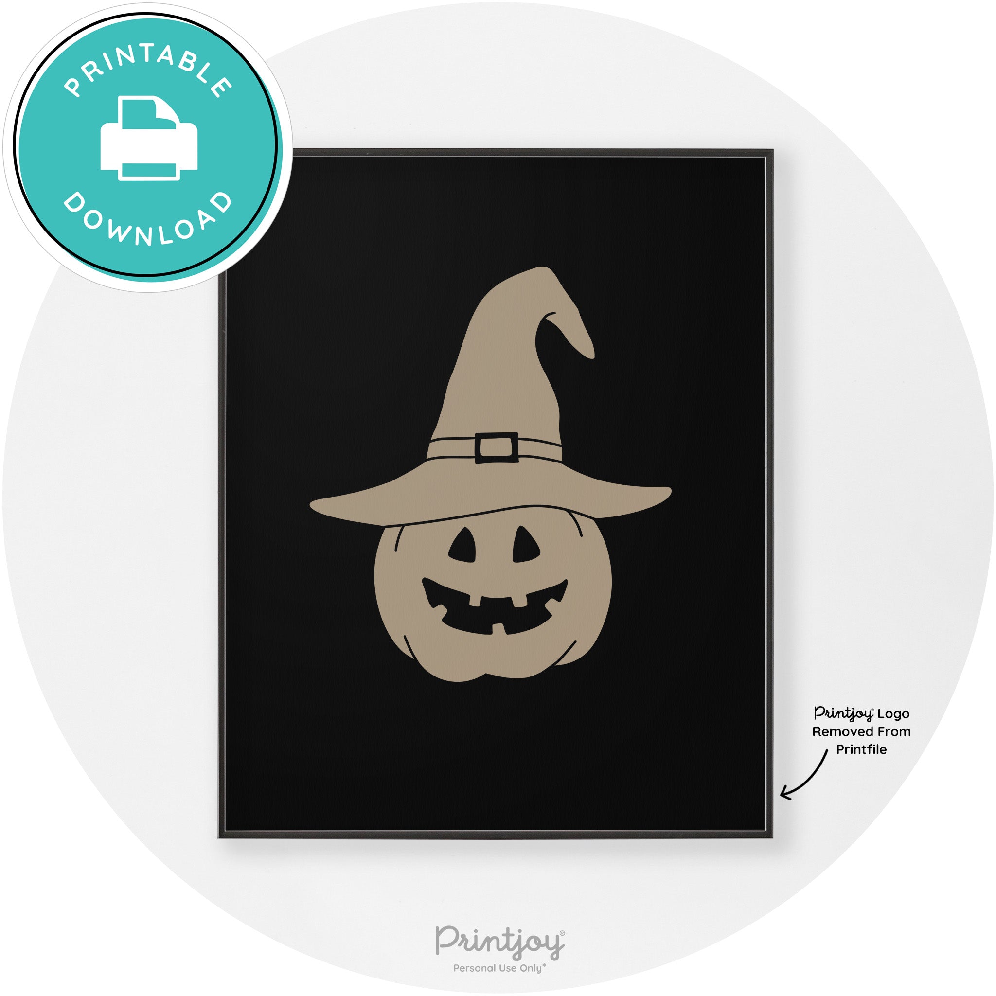 Halloween Cute Witch Jack O Lantern Chic Wall Art Printable - Printjoy